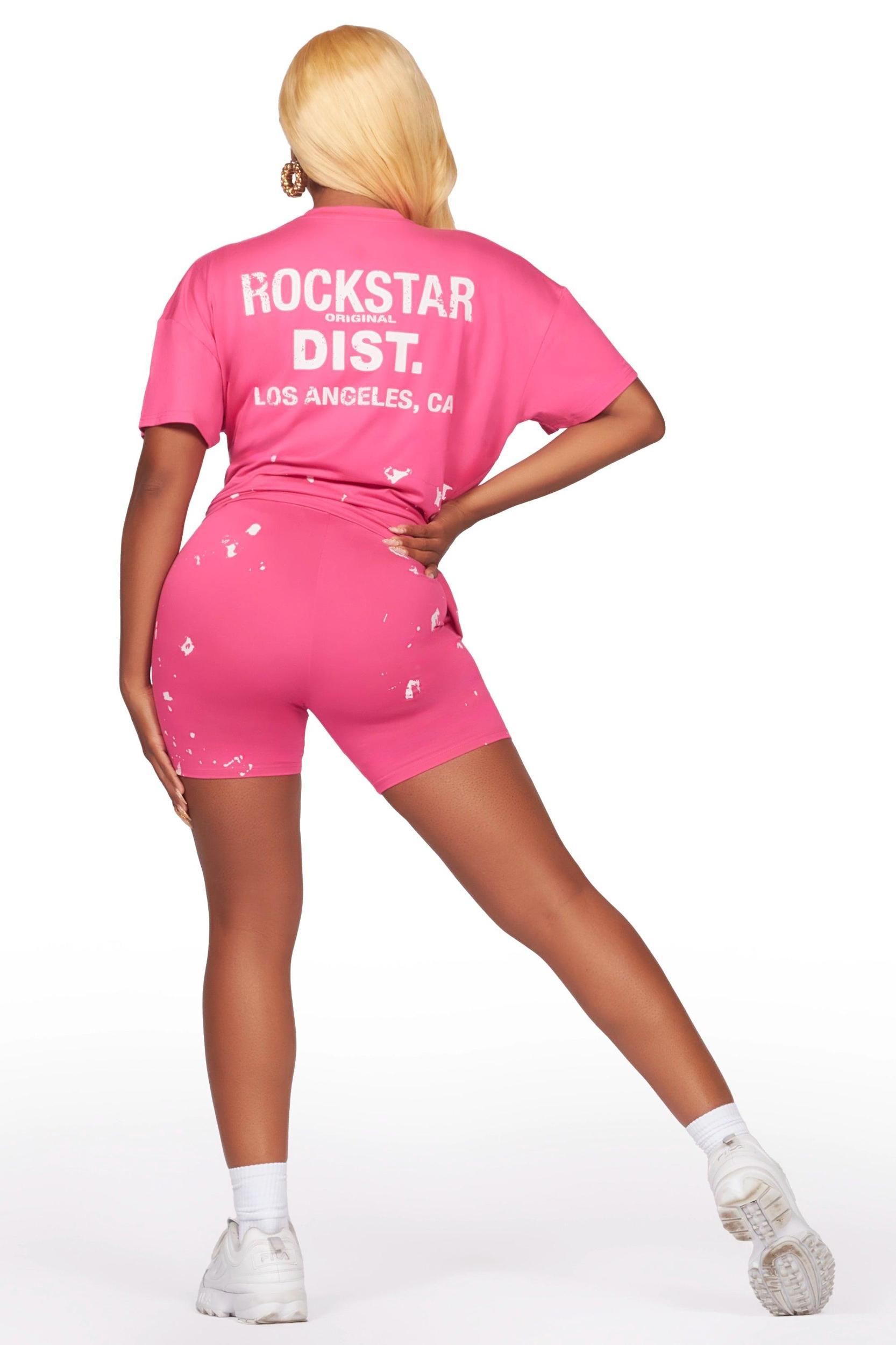 Living For It Fuchsia Bike Short Set Female Product Image