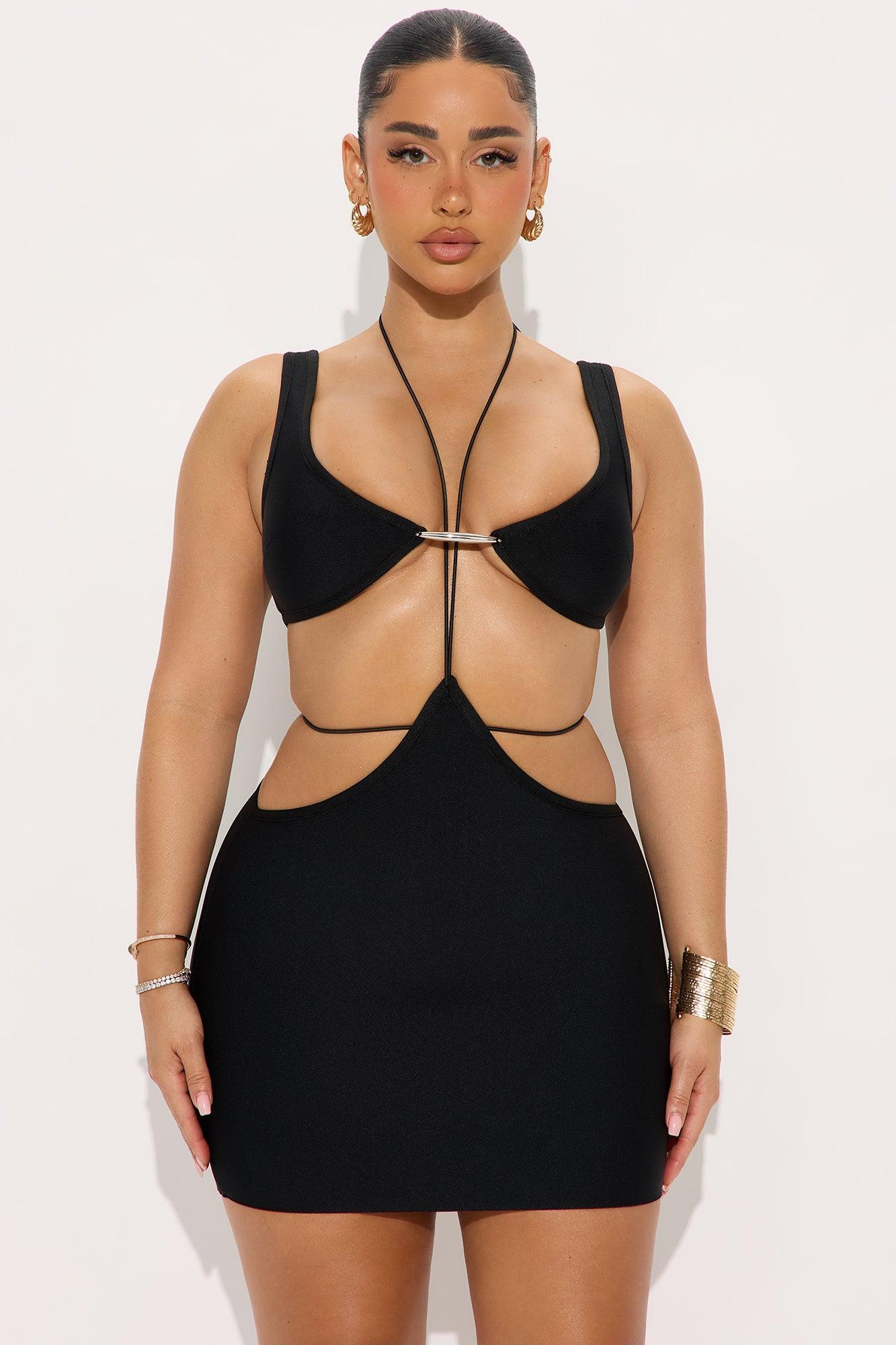 Never Too Much Bandage Mini Dress - Black Product Image