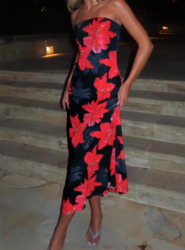 Celik Strapless Maxi Dress Black / Floral Product Image