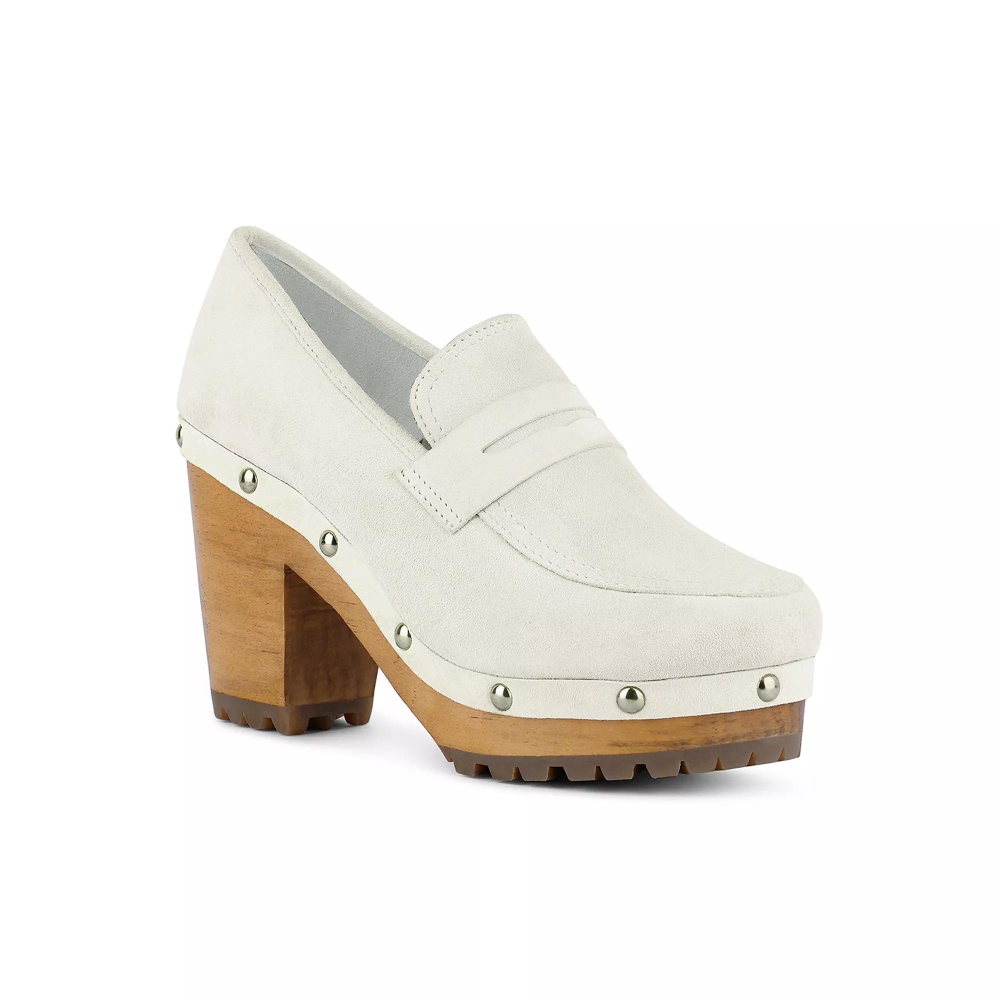 Rag & Co Osage Women's Suede Heeled Clogs, Size: 9, White Product Image