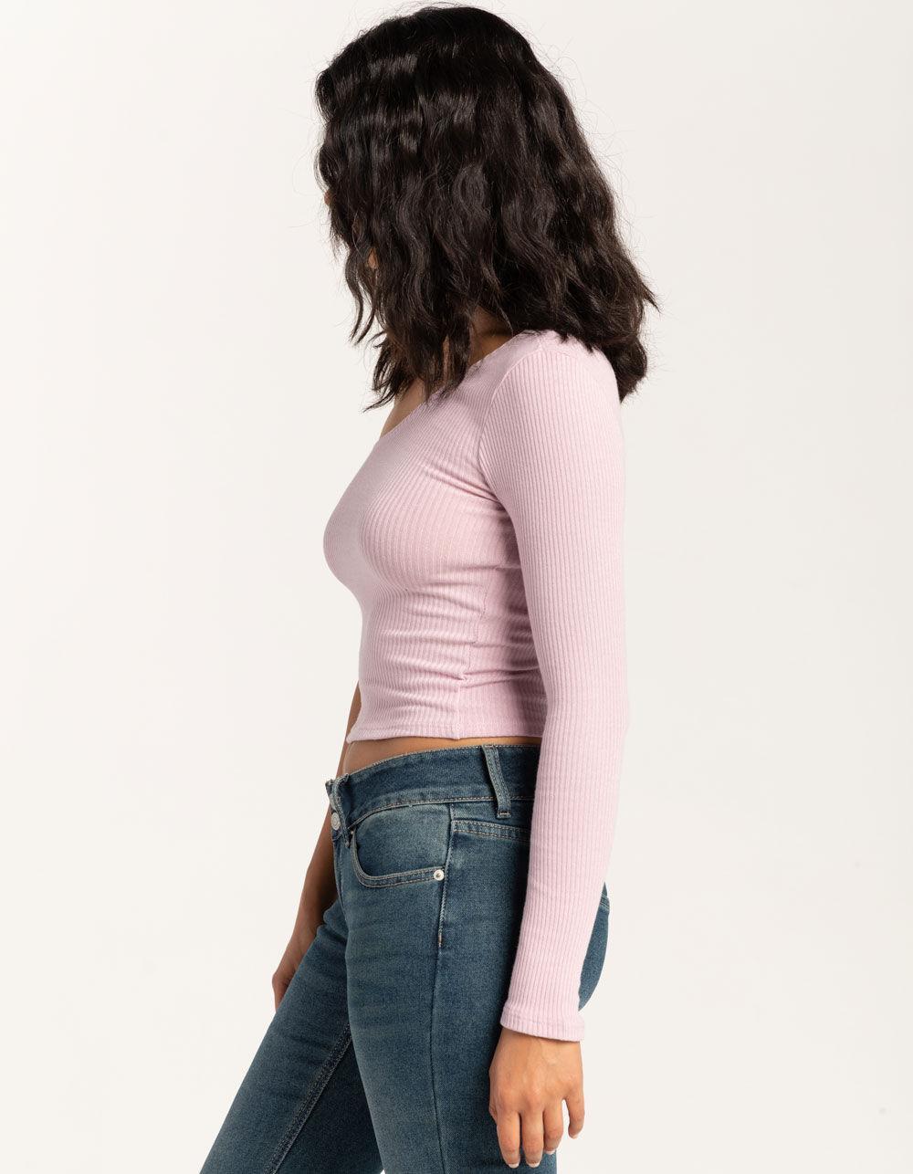 RSQ One Shoulder Long Sleeve Womens Top - BLACK Product Image