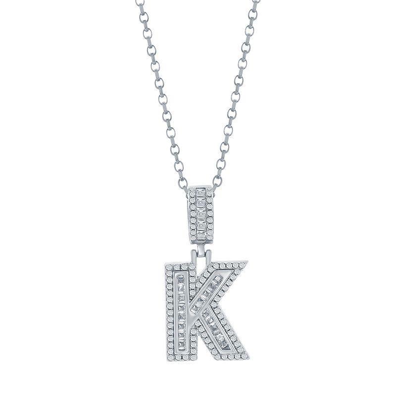 Argento Bella Sterling Silver Cubic Zirconia Initial Pendant Necklace, Women's, Size: 18", Sterling E Product Image