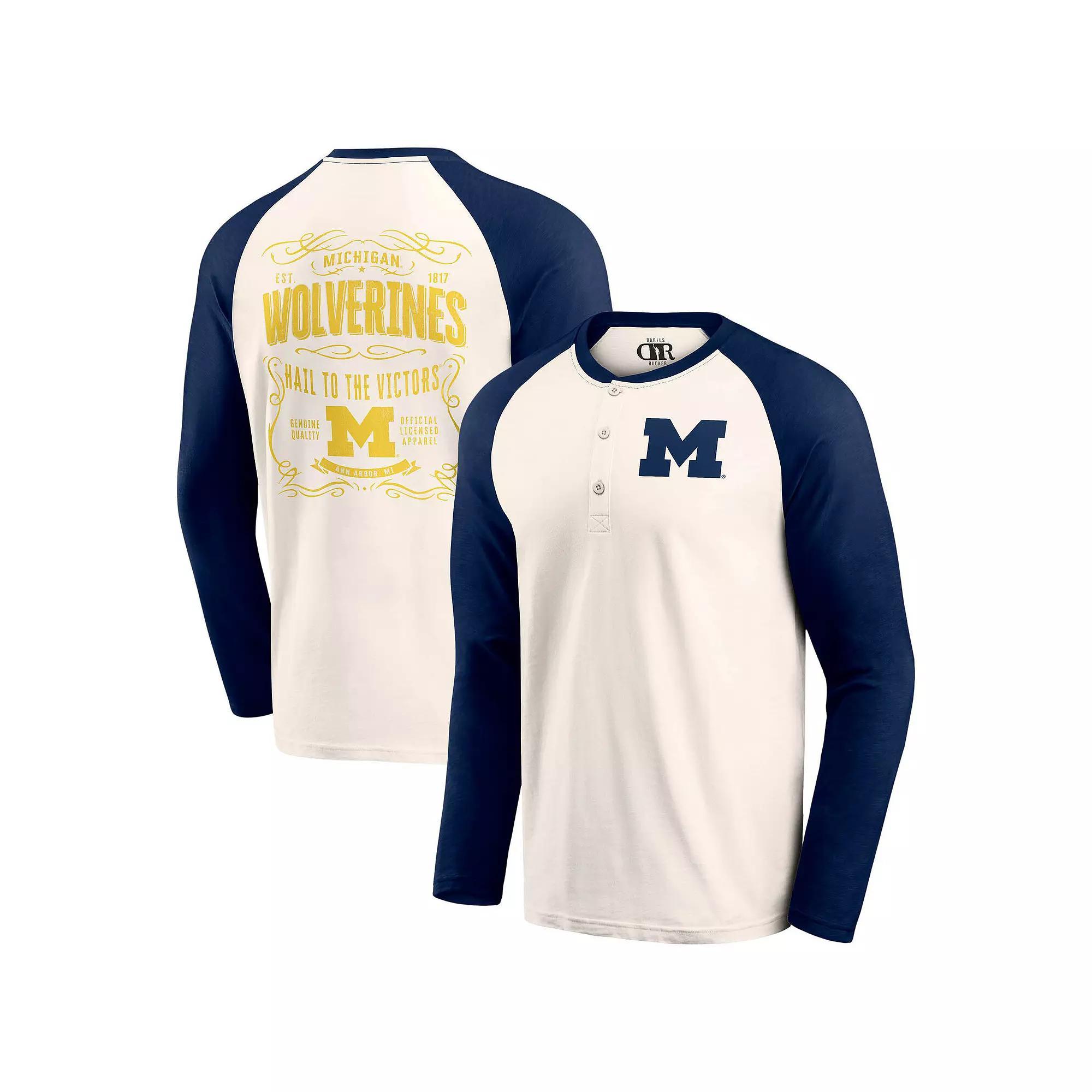 Mens Darius Rucker Collection by Fanatics Cream/Black New Orleans Saints Raglan Henley T-Shirt Product Image