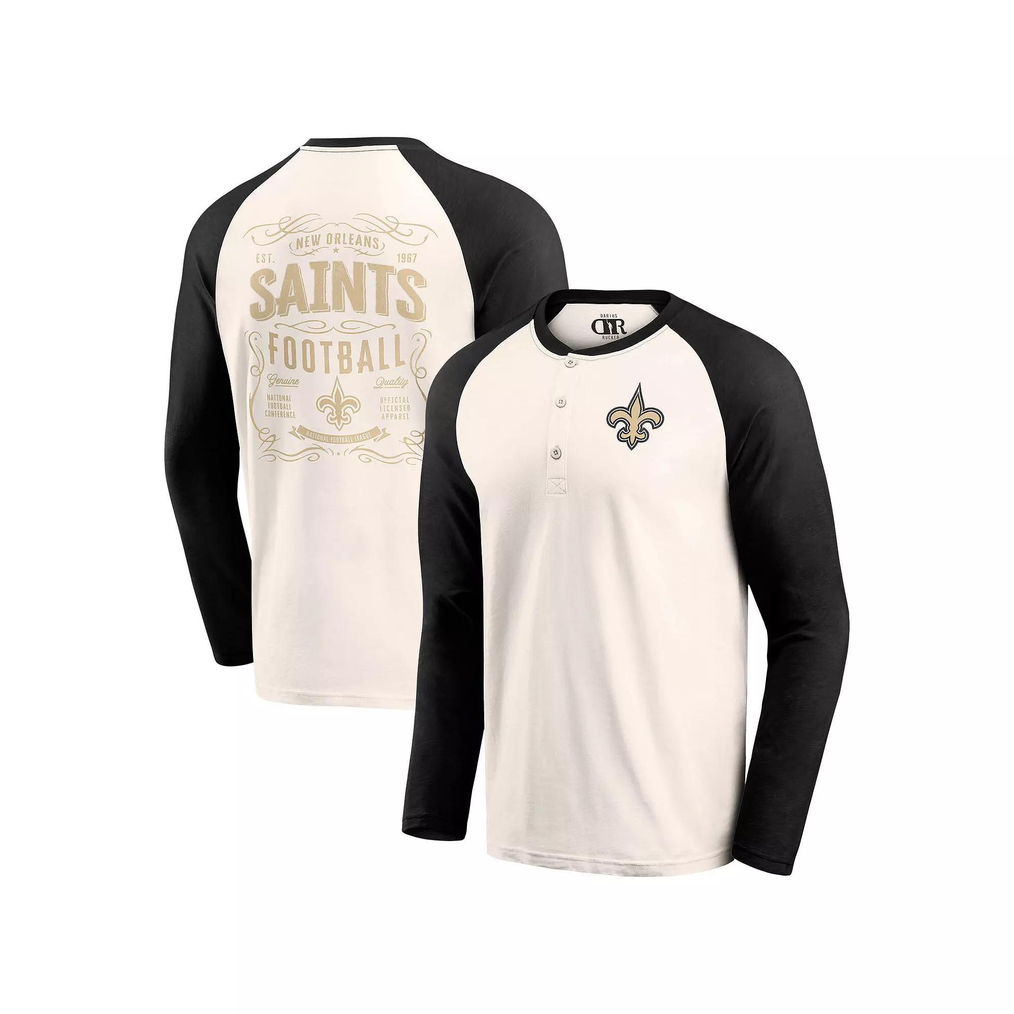 Mens Darius Rucker Collection by Fanatics Cream/Black New Orleans Saints Raglan Henley T-Shirt Product Image