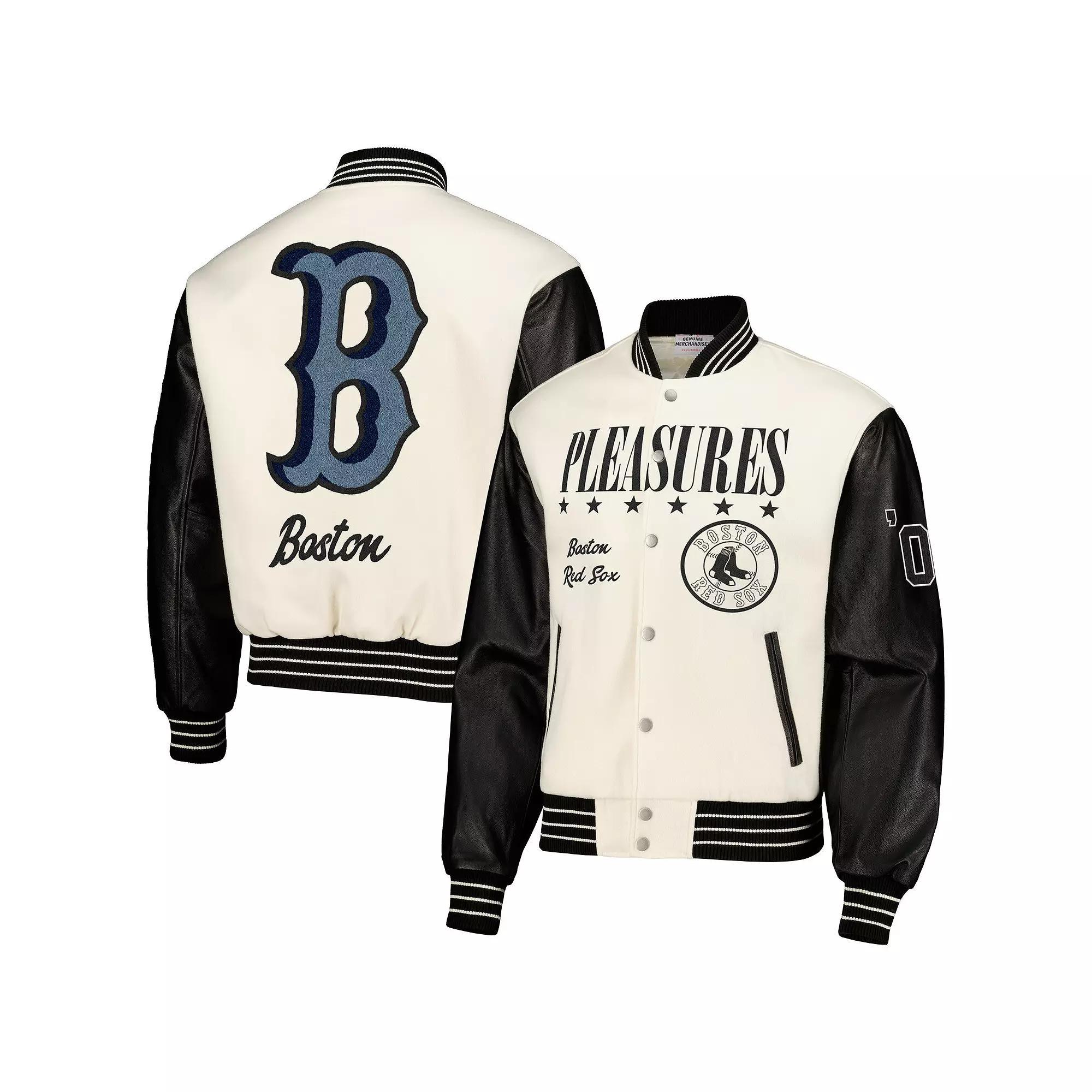 Men's White Boston Red Sox Full-Snap Varsity Jacket, Size: Small Product Image