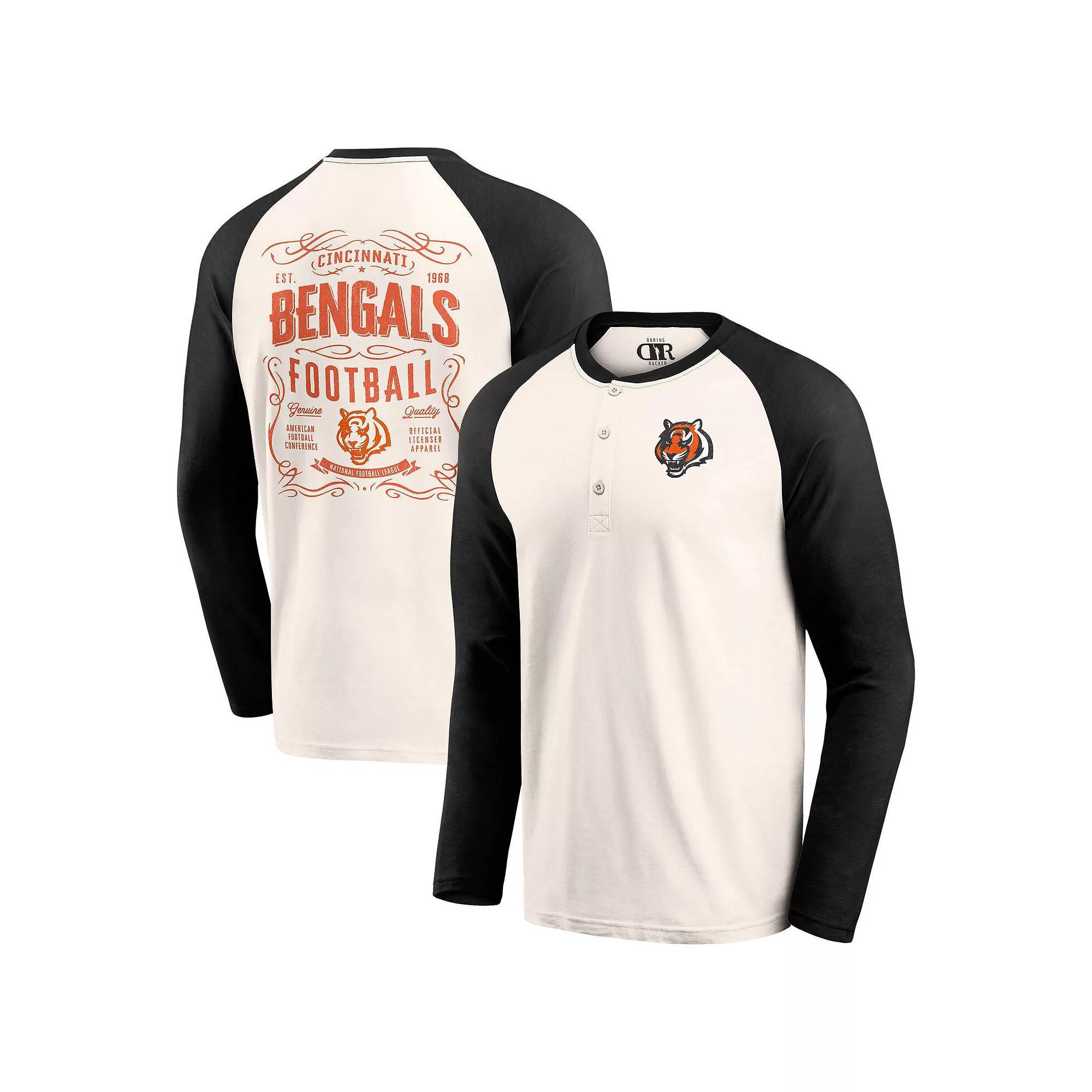 Mens Darius Rucker Collection by Fanatics Cream/Black Cincinnati Bengals Raglan Henley T-Shirt Product Image