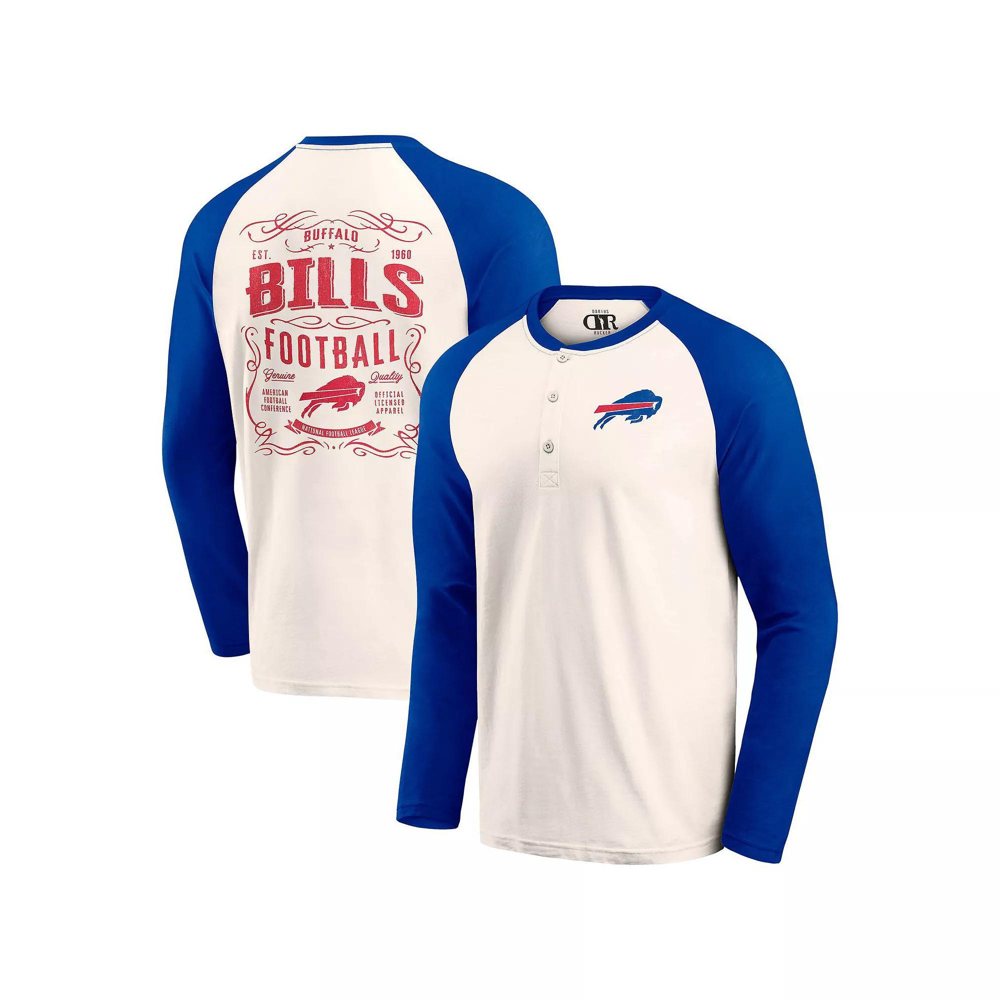 Men's Darius Rucker Collection by Fanatics Cream/Brown Cleveland Browns Raglan Henley T-Shirt, Size: 2XL, Beige Product Image