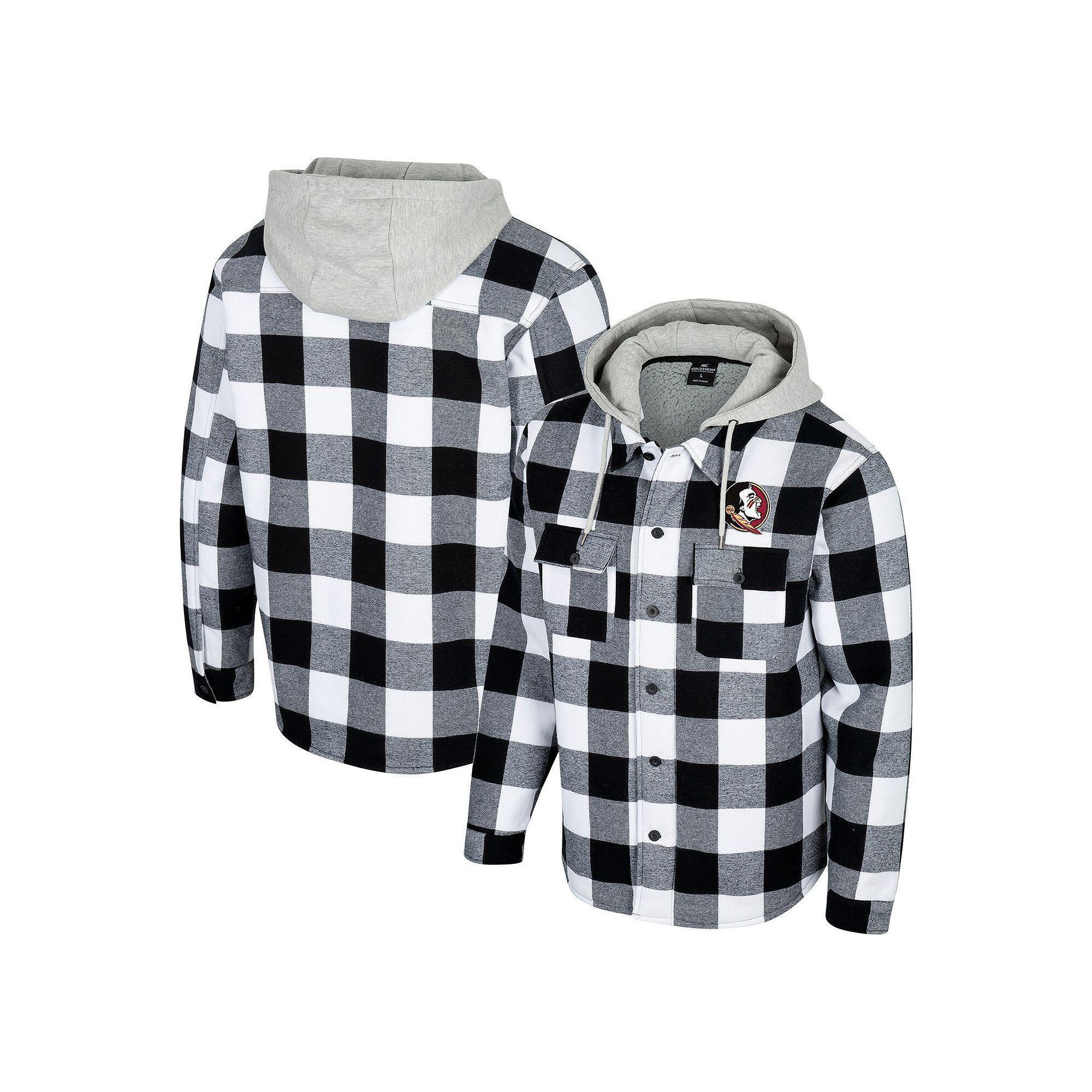 Men's Colosseum Black/White Iowa Hawkeyes Buffalo Plaid Full-Zip Jacket, Size: Large Product Image