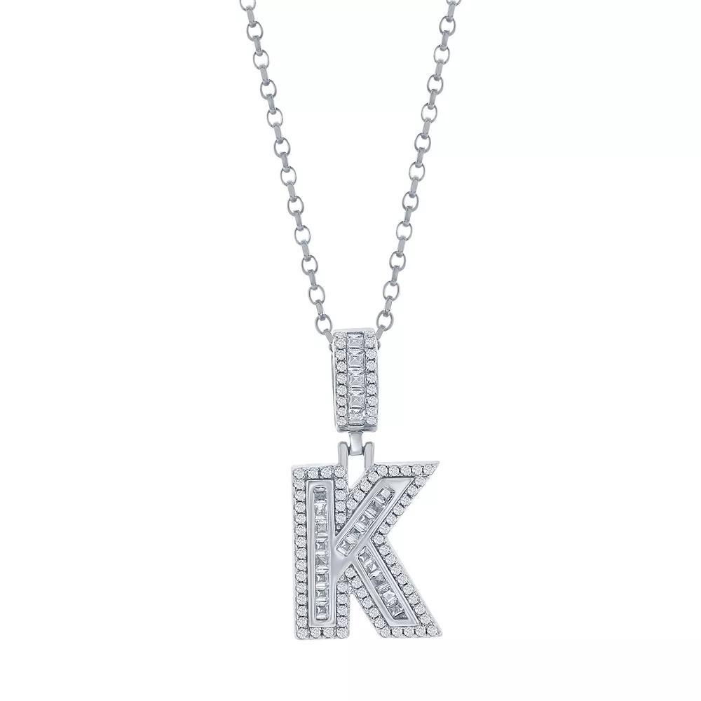 Argento Bella Sterling Silver Cubic Zirconia Initial Pendant Necklace, Women's, Size: 18", Sterling E Product Image