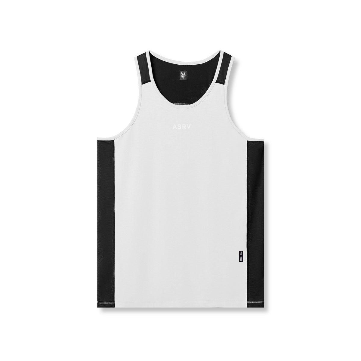0809. Supima® Mesh Panel Training Singlet  - White Product Image