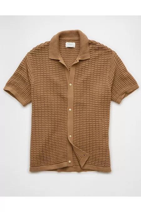 AE Weekend Textured Button-Up Sweater Polo Shirt Men's Product Image