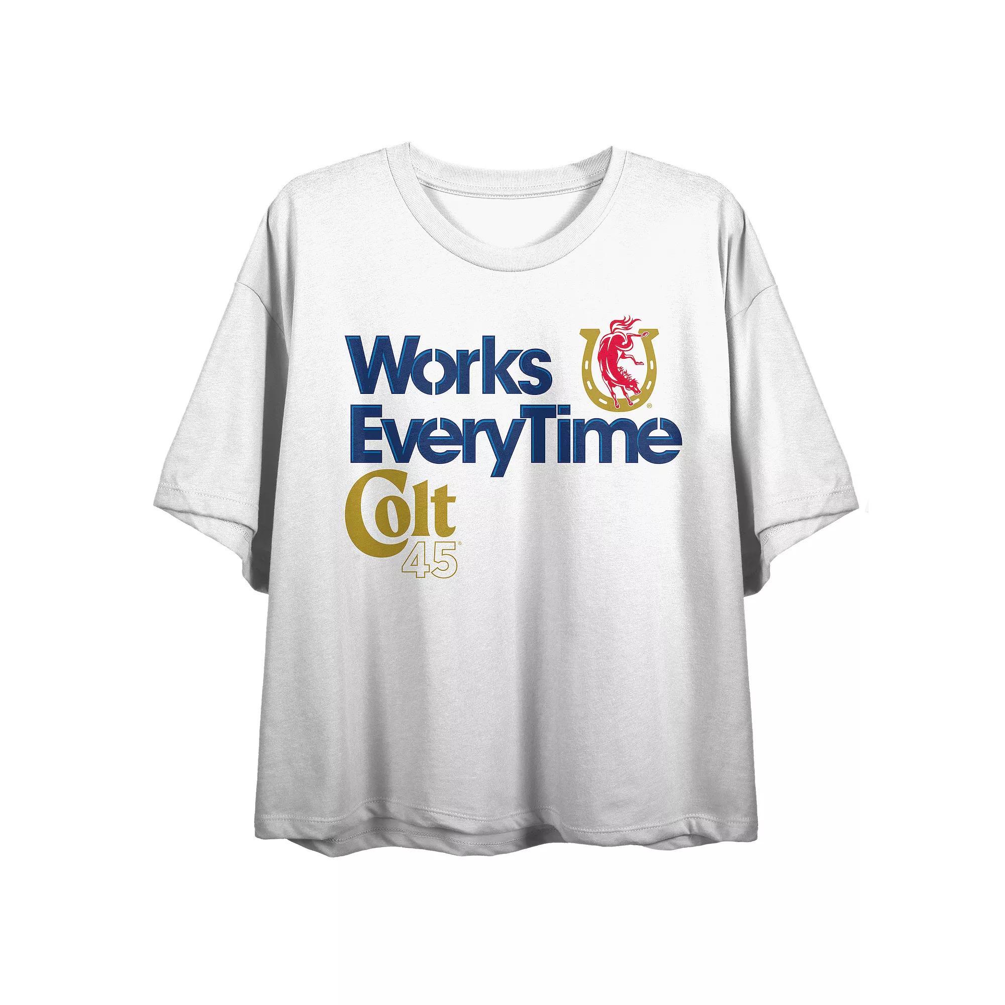 Women's Colt 45 Lager Cropped Graphic Tee, Girl's, Size: Medium, White Product Image