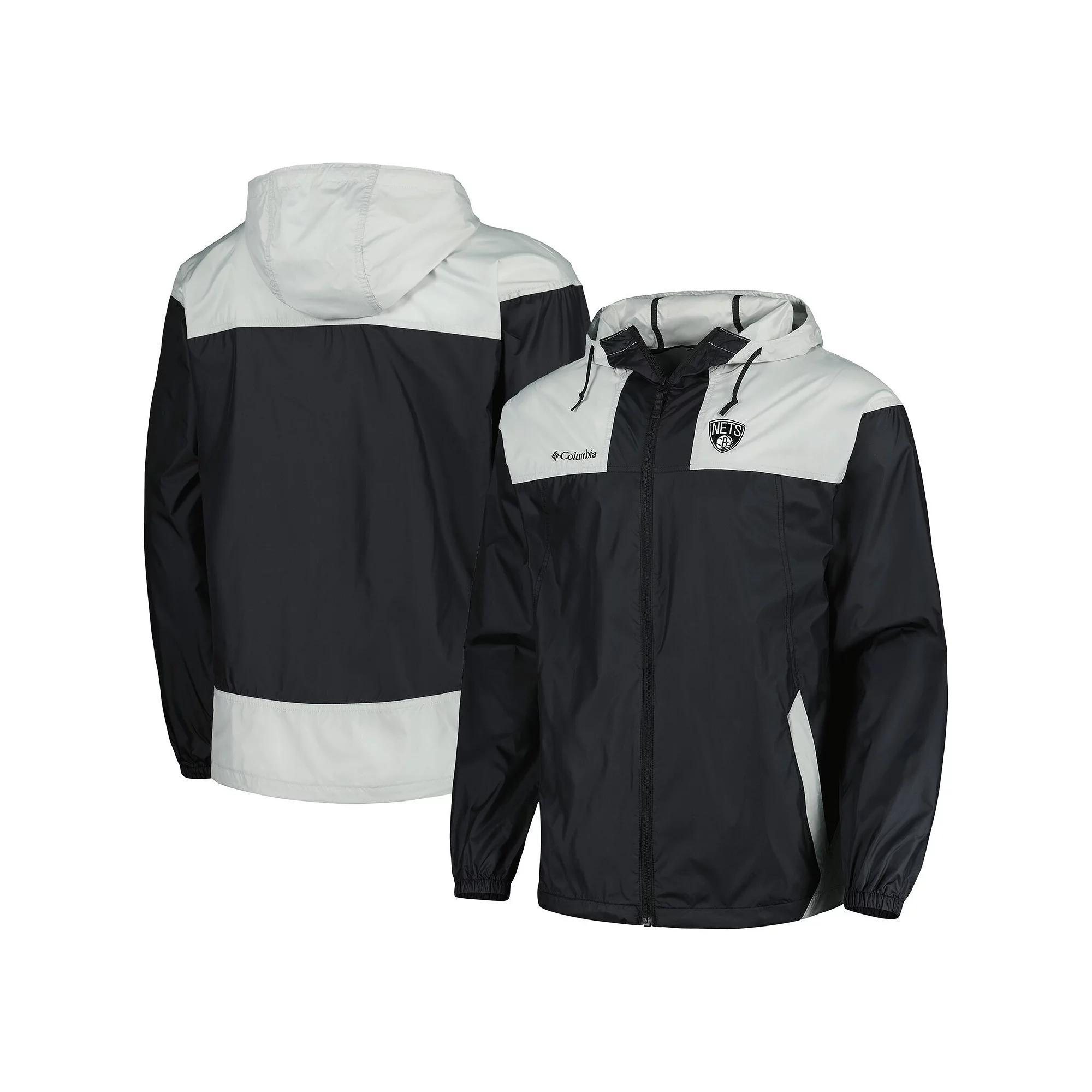 Men's Columbia Black Brooklyn Nets Big & Tall Flash Forward Challenger Omni-Shade Full-Zip Hoodie, Size: 2XLT Product Image
