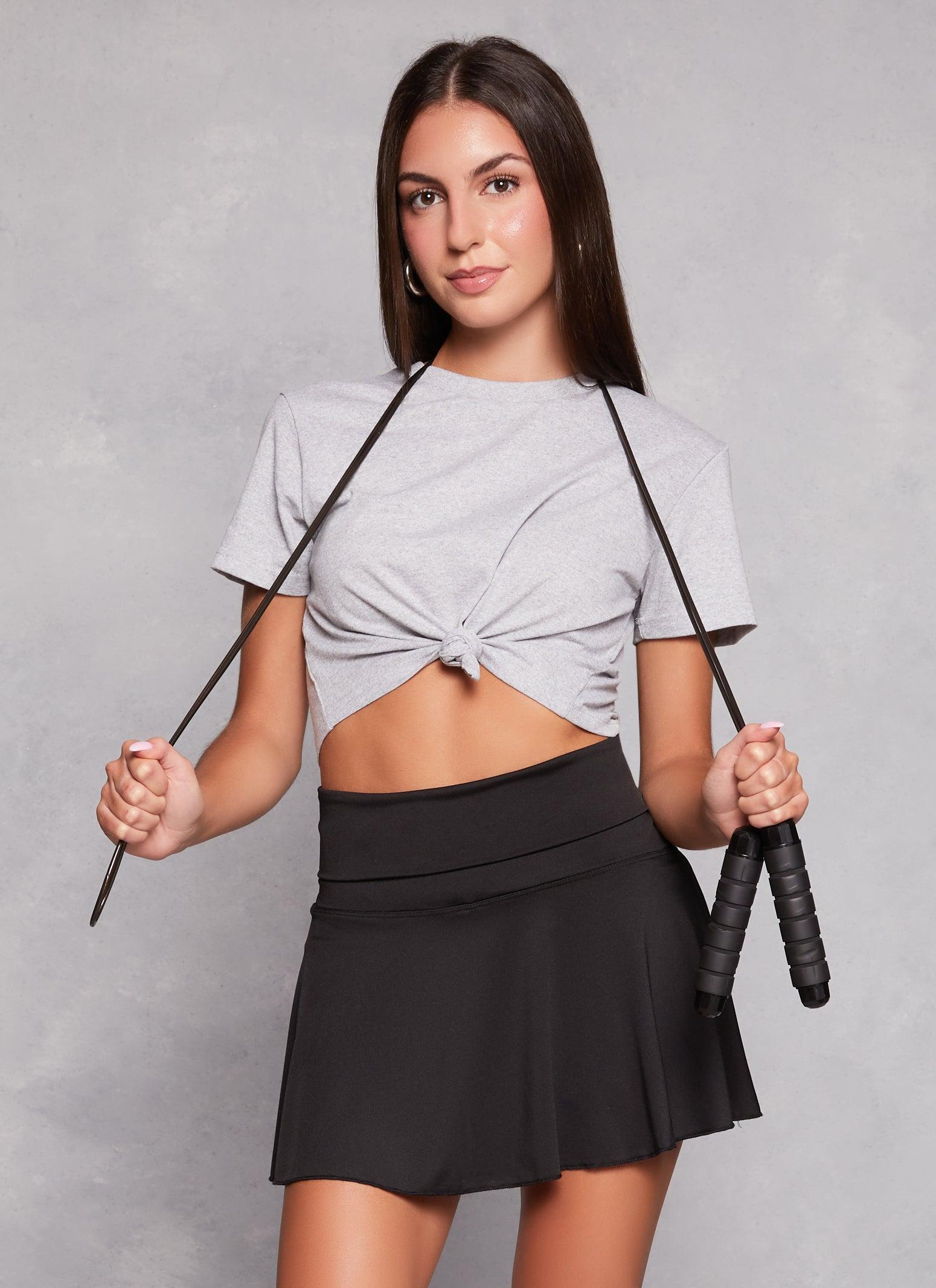 Womens Crew Neck Hanky Hem Cropped Tee Product Image