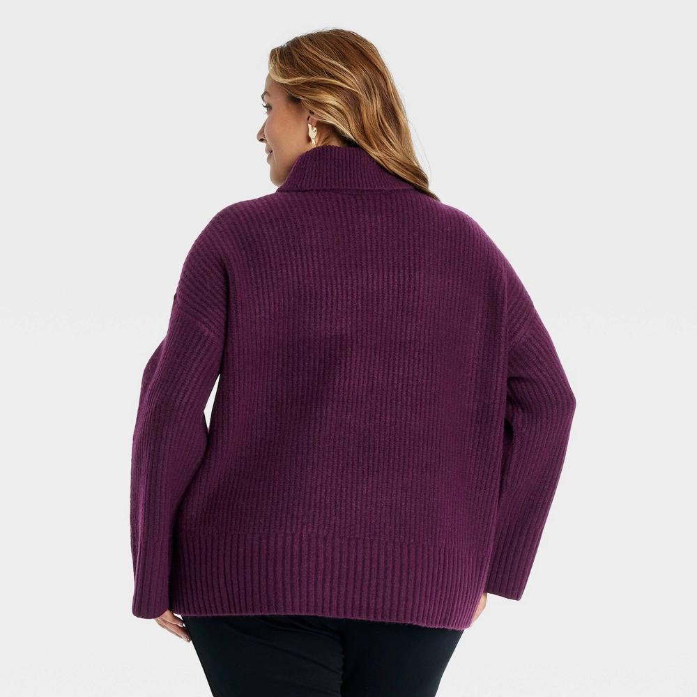 Womens Cozy Knit Turtleneck Pullover Sweater - Ava & Viv Purple XXL Product Image