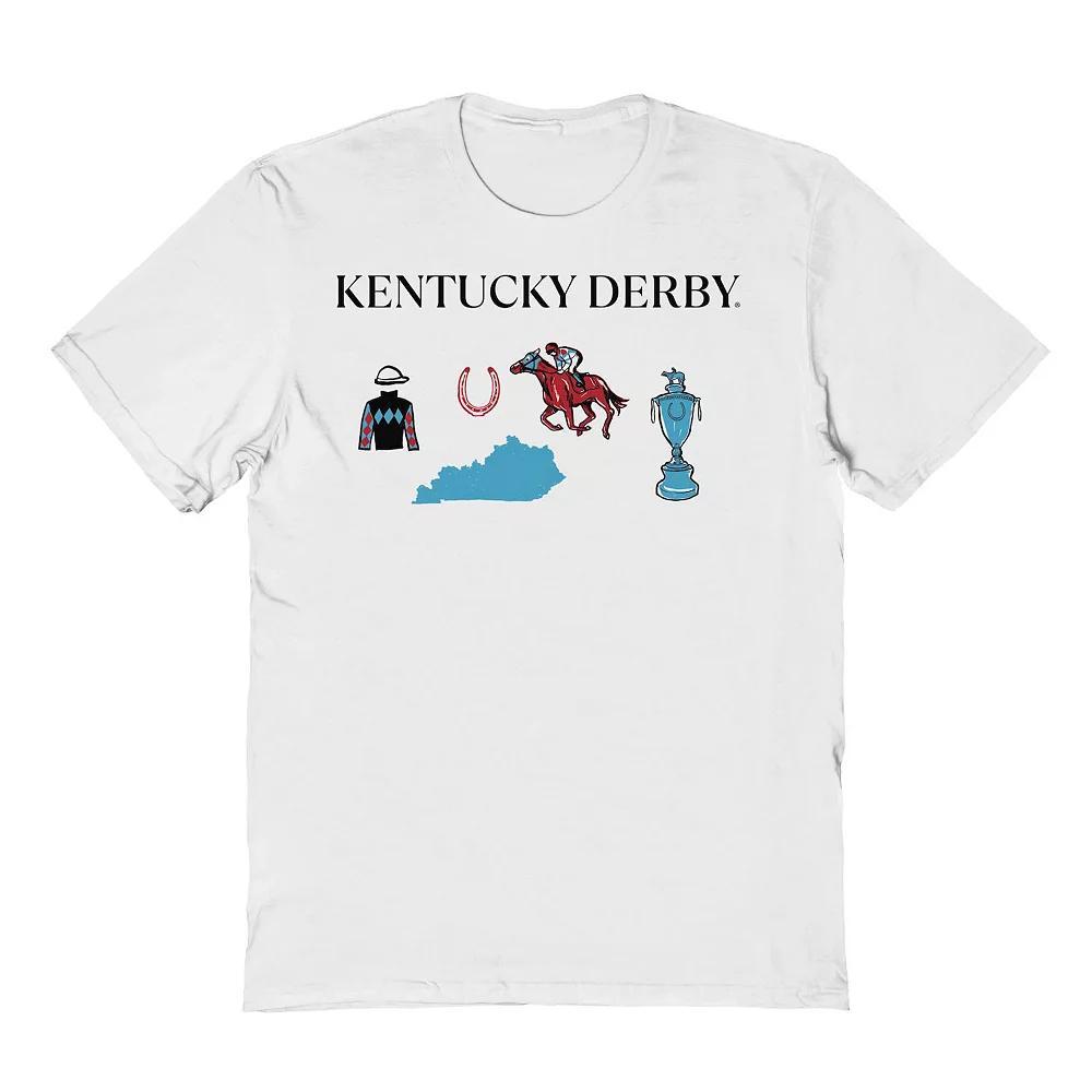 Men's Kentucky Derby Black Horizontal Logo Graphic T-Shirt, Size: Large, White Product Image