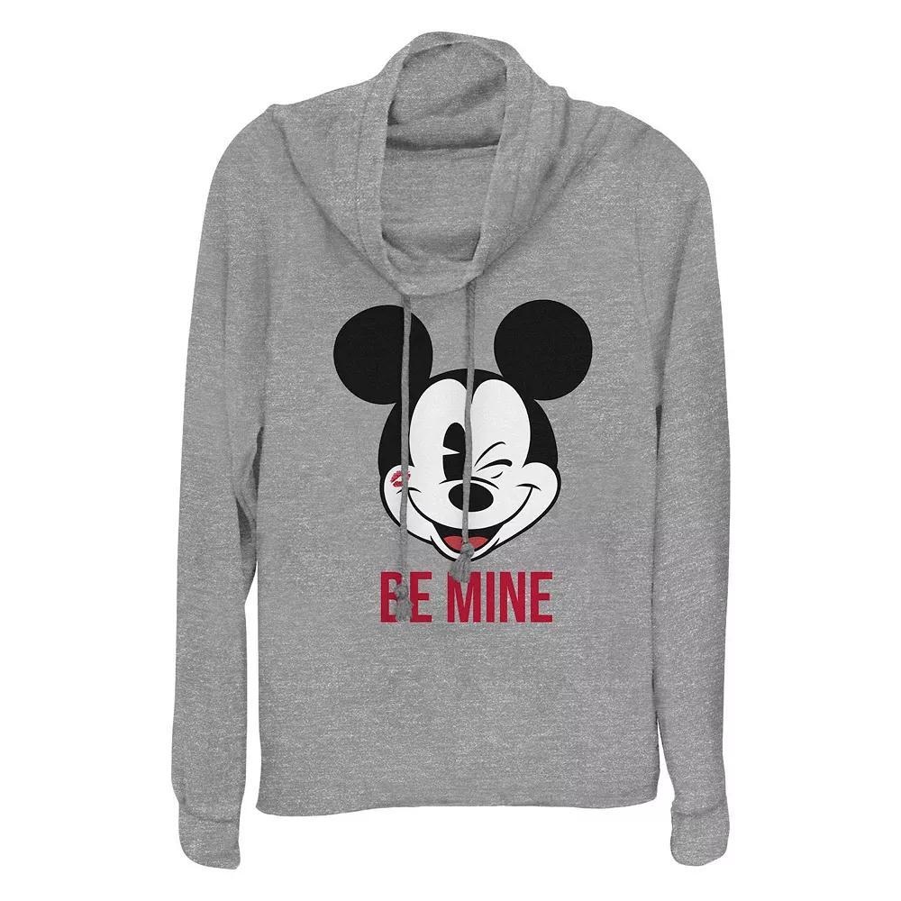 Disney's Mickey Mouse Be Mine Plus Size Cowlneck Graphic Lightweight Long Sleeve, Women's, Size: 1XL, Gray Grey Product Image