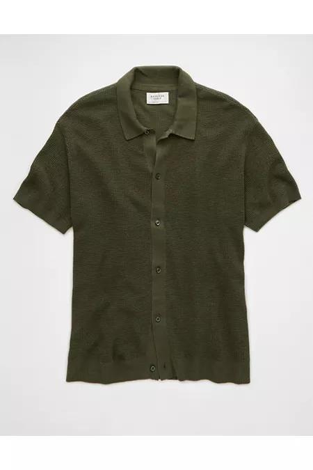 AE Weekend Waffle Button-Up Sweater Polo Shirt Mens Product Image