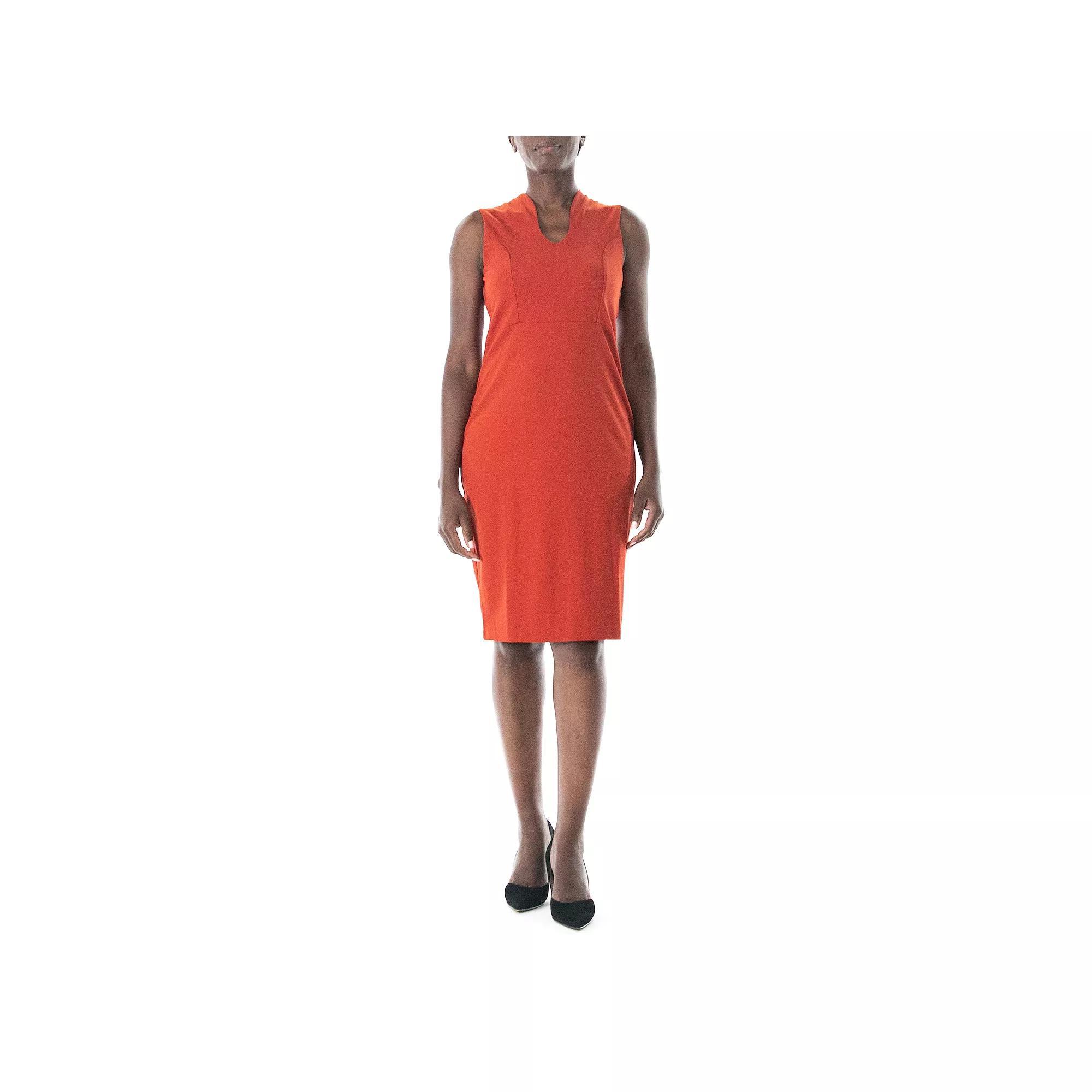 Women's Nina Leonard U-Neck Midi Sheath Dress, Size: Small, Pumpkin Spice Product Image