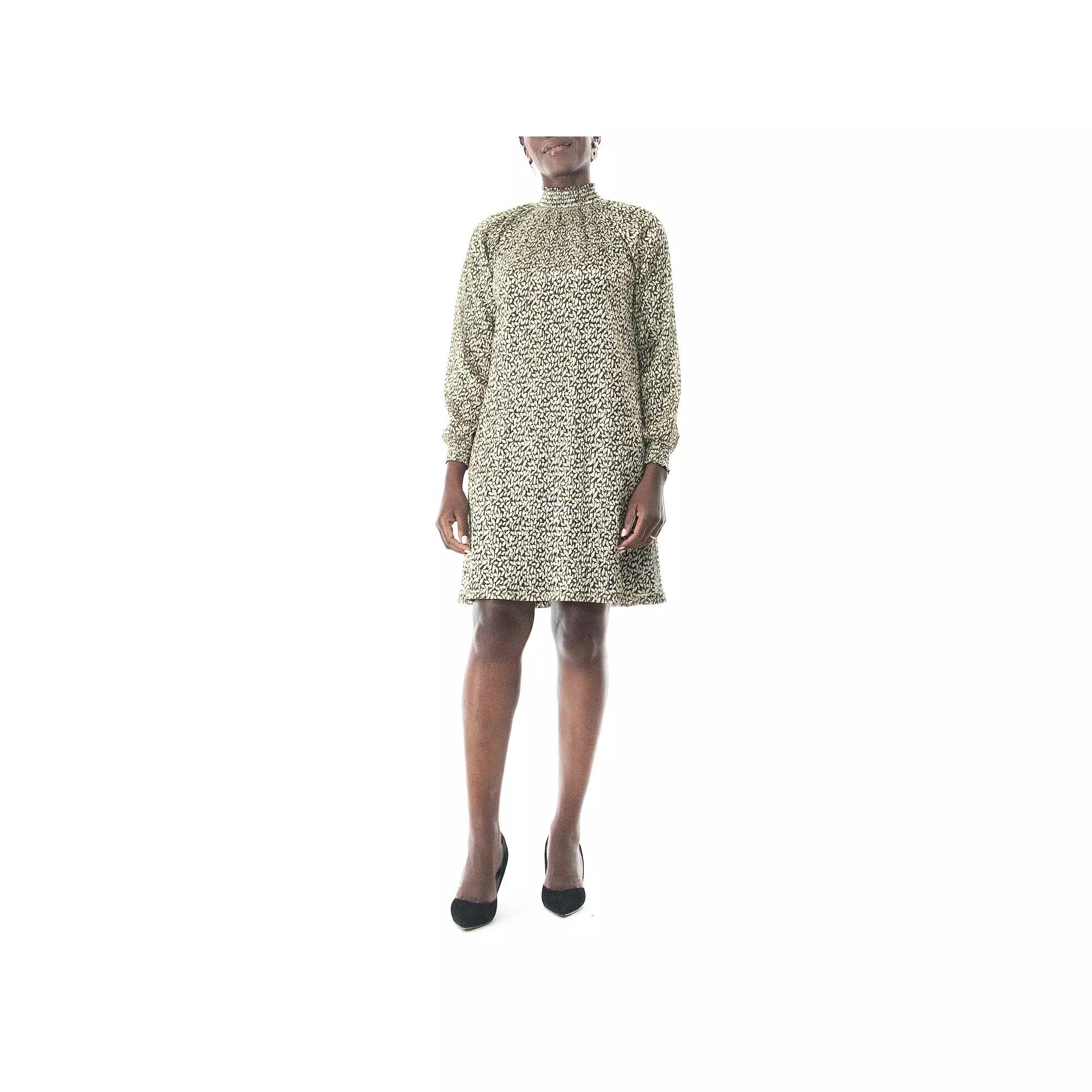 Women's Nina Leonard Foiled Float Dress, Size: XL, Black Gold Product Image