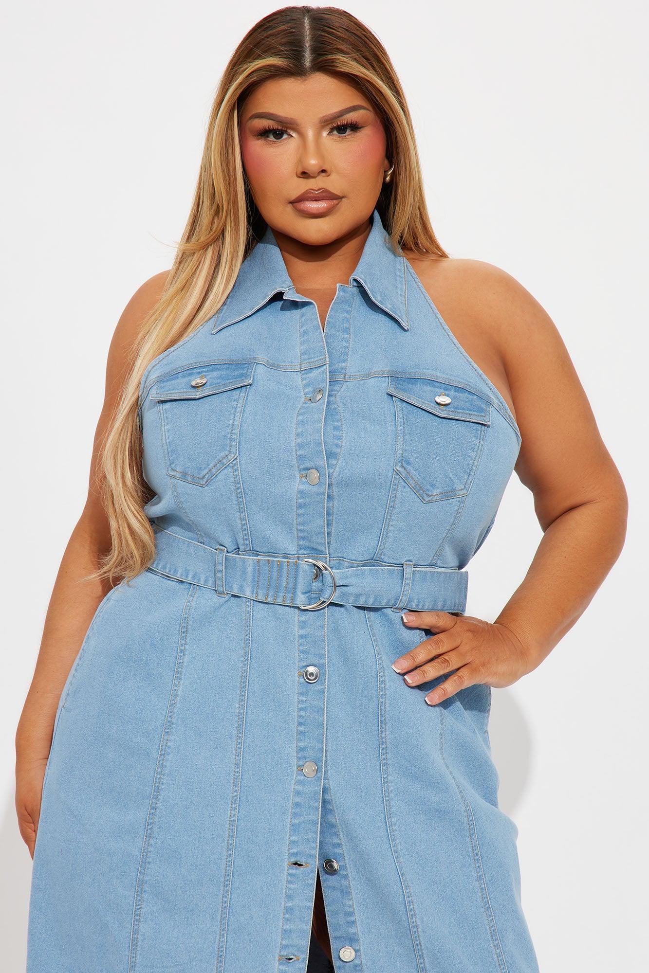 Erika Denim Midi Dress - Light Wash Product Image