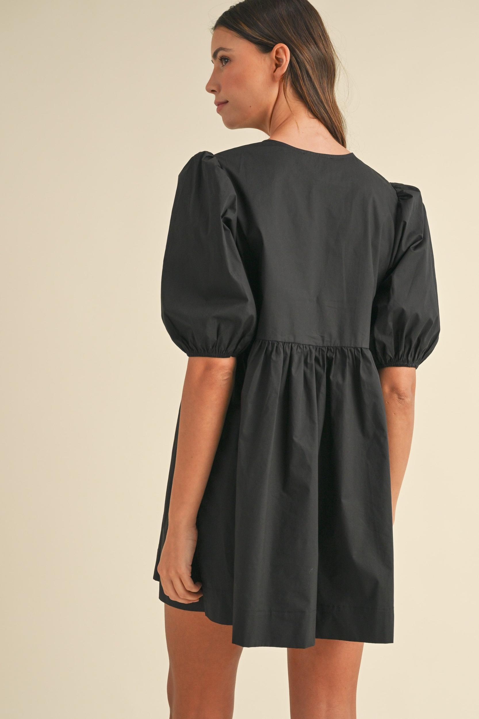 Poplin Front Bow Tie Mini Dress Product Image