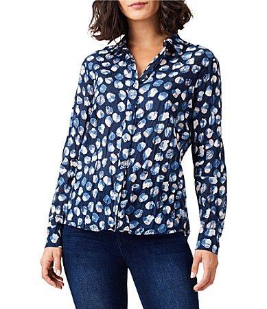 NIC+ZOE Many Moons Crinkle Shirt Multi) Women's Clothing Product Image