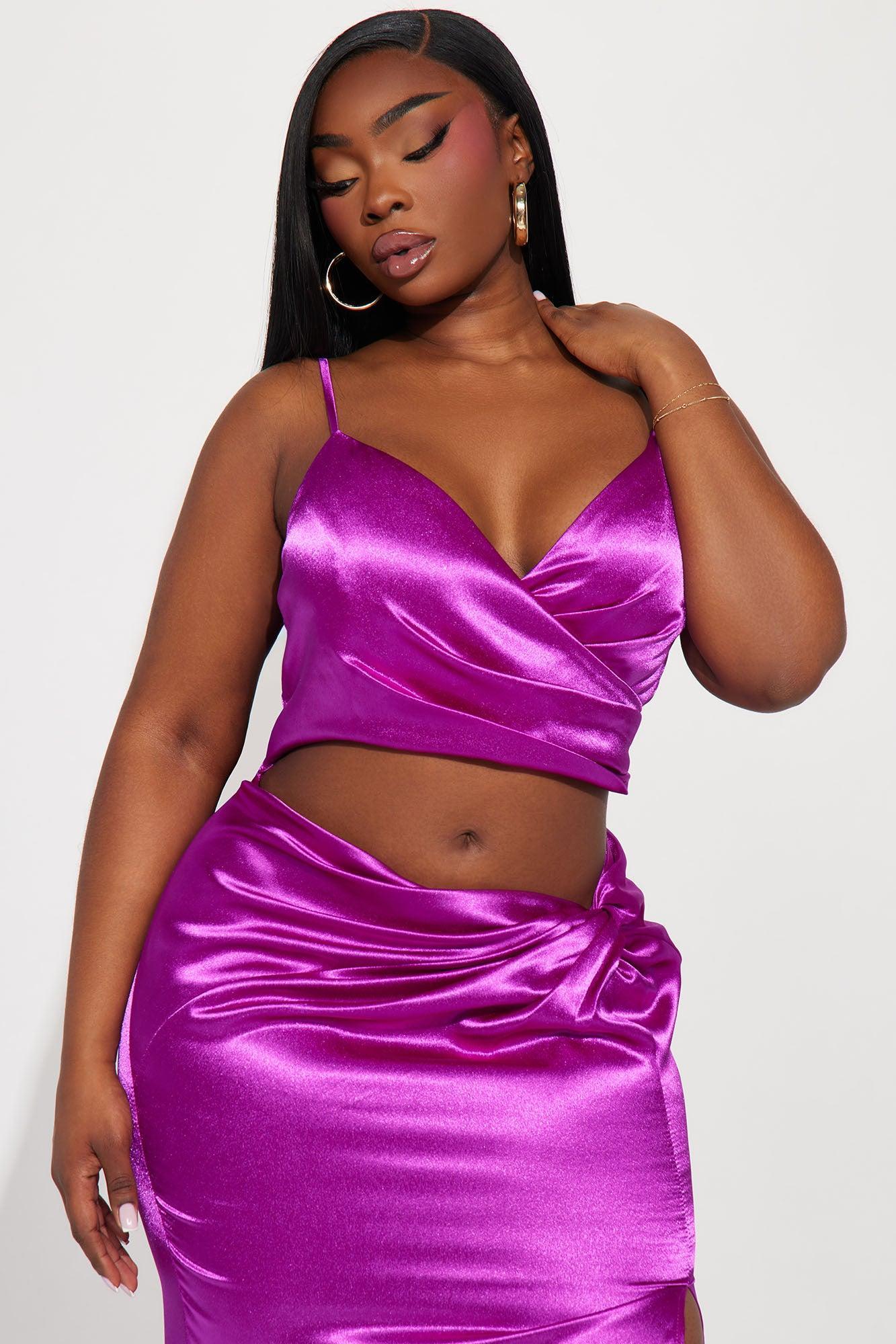 Isla Satin Gown - Magenta Product Image