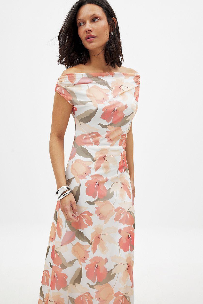 Draped Maxi Mesh Dress Product Image