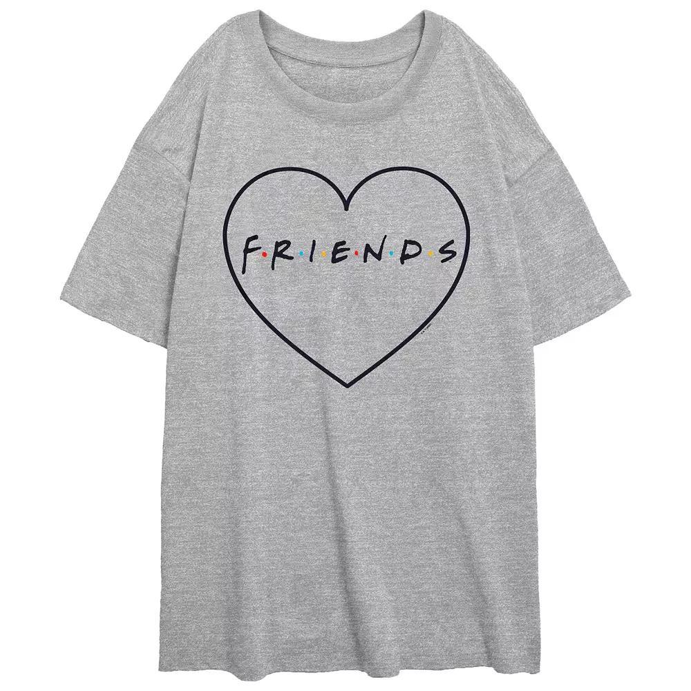 Juniors' Friends Heart Logo Oversized Graphic Tee, Women's, Size: Medium, Athletic Grey Product Image