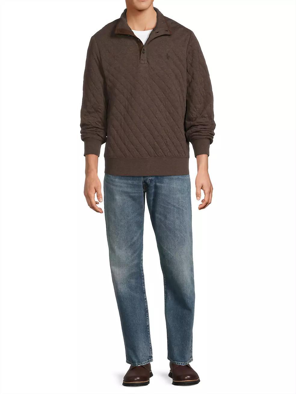 Diamond-Quilted Placket Sweater Product Image