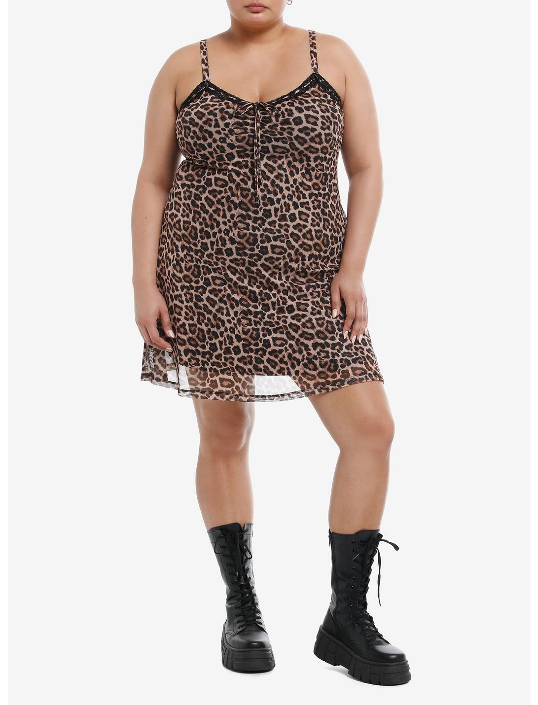 Social Collision Cheetah Print Mesh Cami Dress Plus Size Product Image