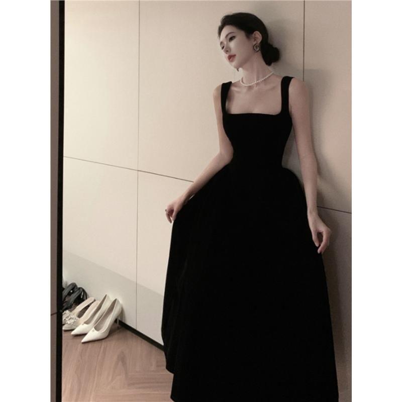 Sleeveless Square Neck Plain Maxi A-Line Dress Product Image