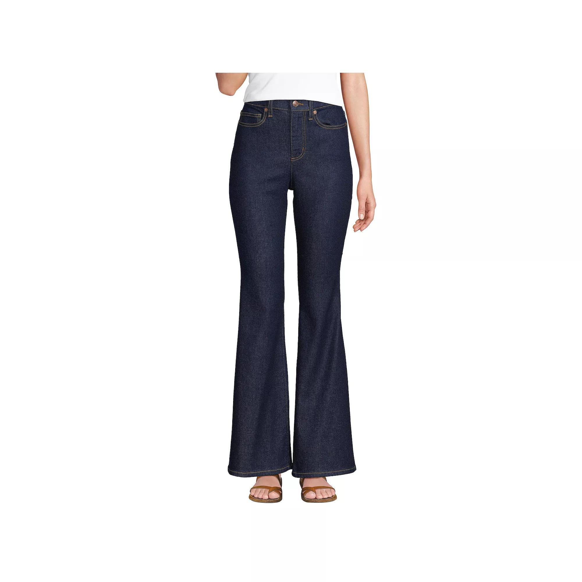 Womens Lands End Recover Denim HR Skinny Flare Jeans Blue Tide Blue Product Image