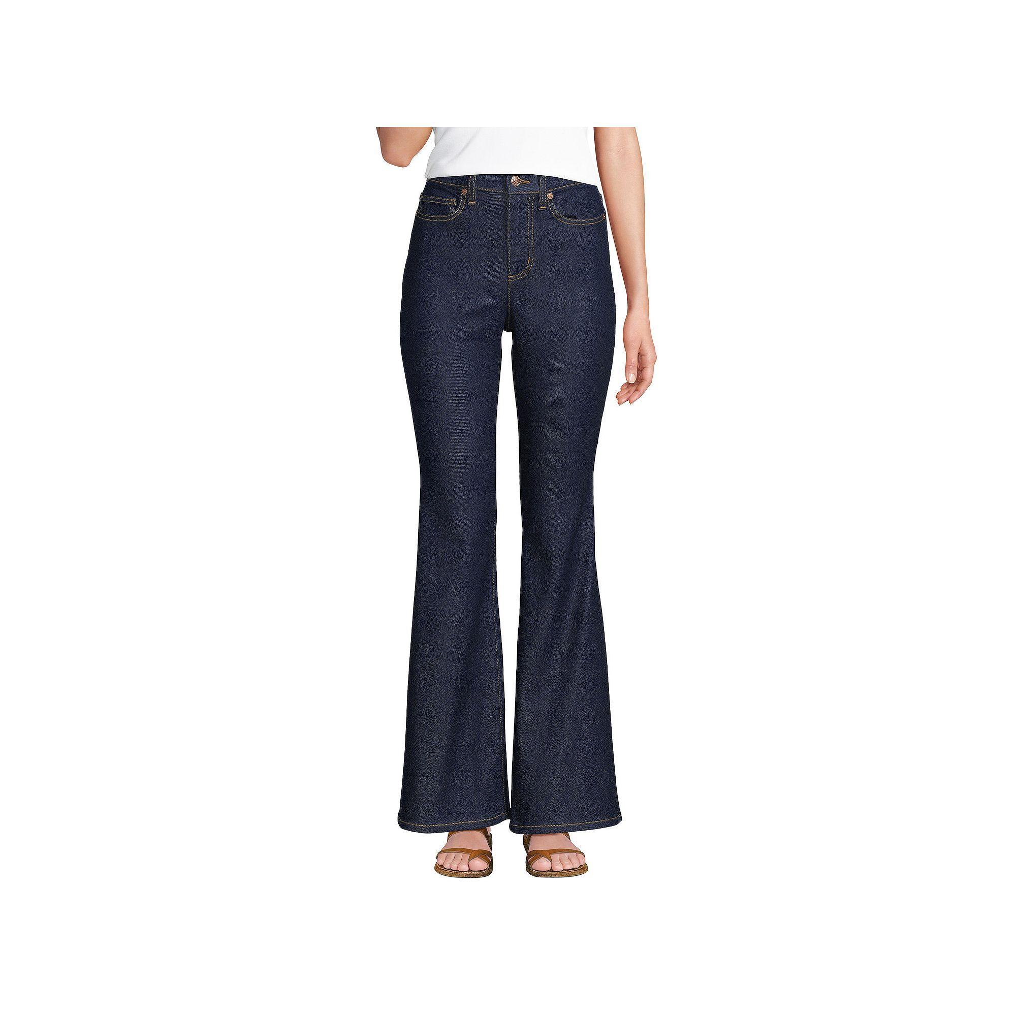 Womens Lands End Recover Denim HR Skinny Flare Jeans Blue Tide Blue Product Image