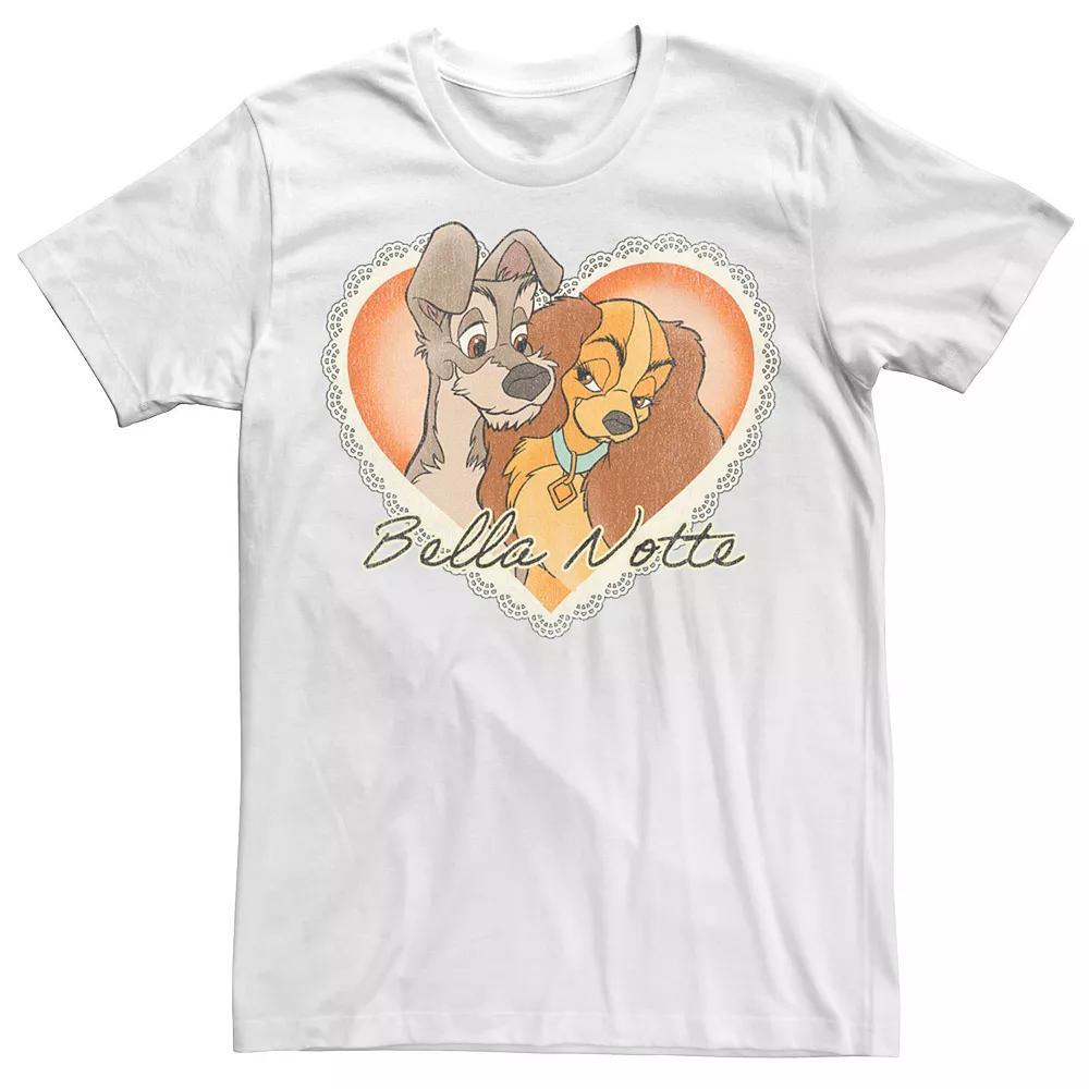 Men's Lady And The Tramp Vintage Valentine Dog Love Tee, Size: Large, White Product Image