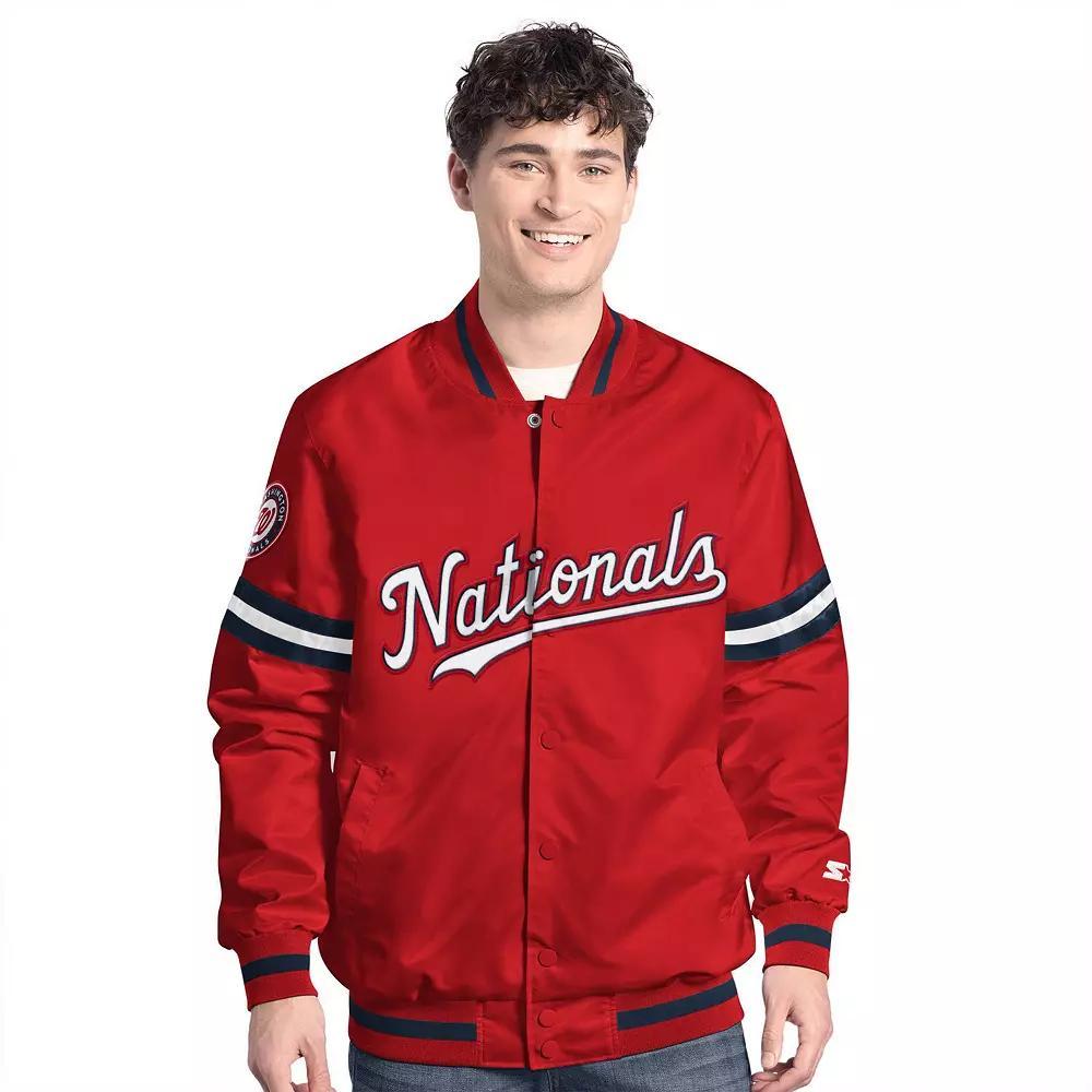 Men's Starter  Red Washington Nationals Scout Full-Snap Varsity Jacket, Size: 2XL Product Image