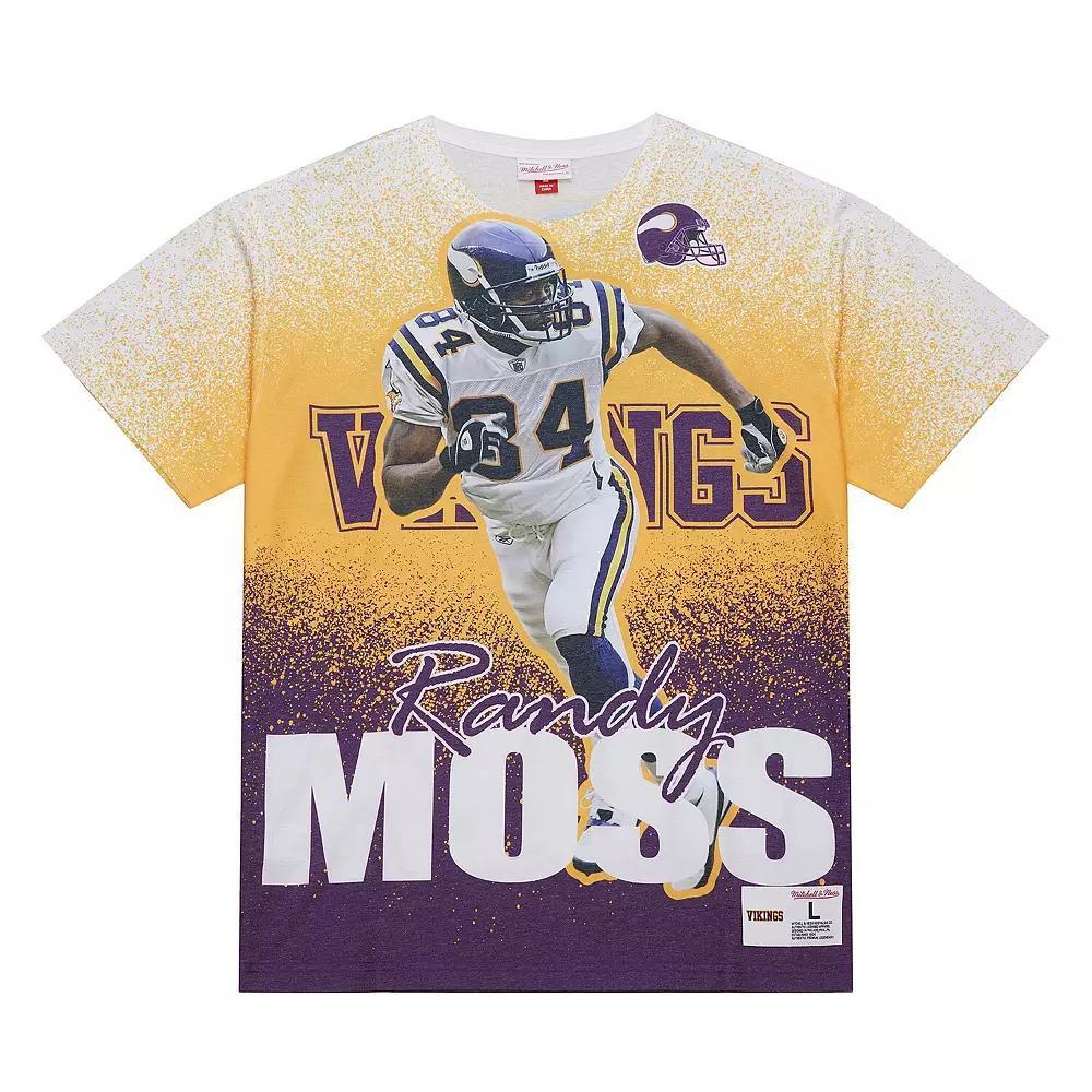 Men's Mitchell & Ness Randy Moss Gray Minnesota Vikings Burst Retired Player T-Shirt, Size: Medium, Grey Product Image