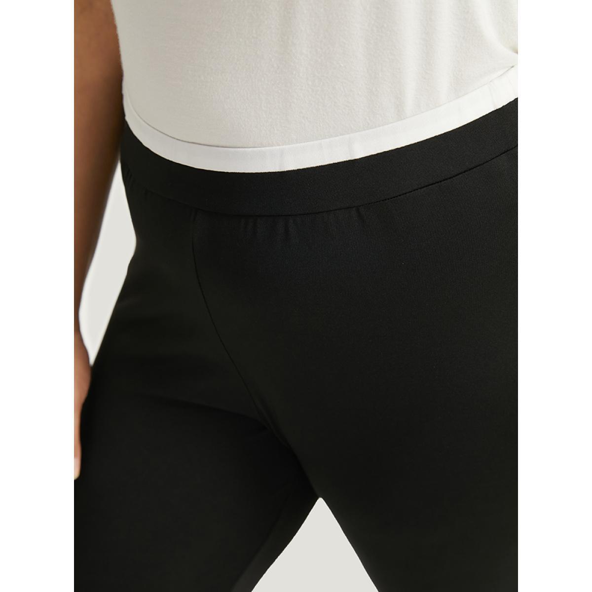 Plus Size Two Tone Patchwork High Rise Leggings Women Black Casual High stretch Skinny High Rise Dailywear Leggings BloomChic 14-16/1X Product Image