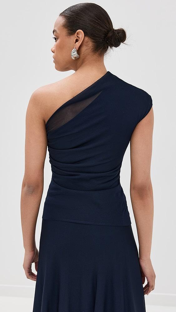 Brandon Maxwell The Leah One Shoulder Sheer Knit Tee | Shopbop Product Image