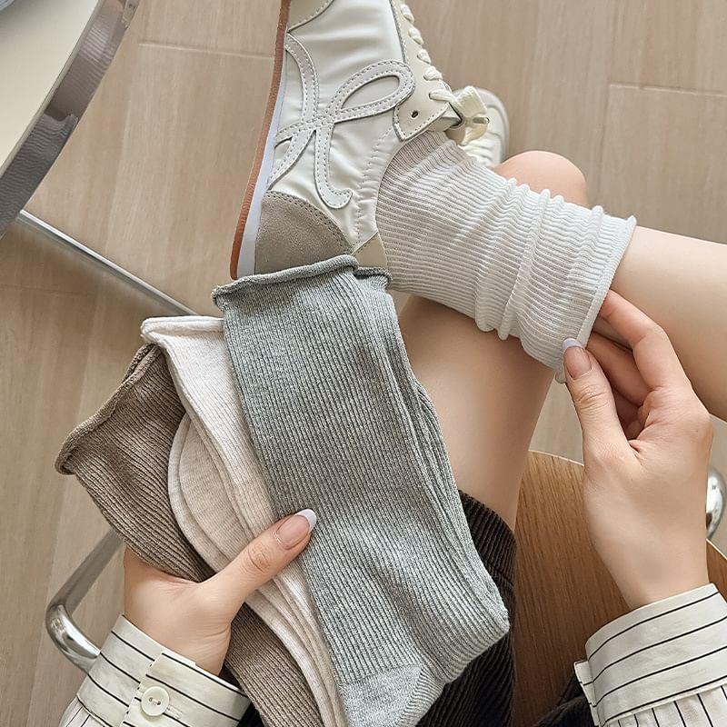 Plain Ribbed Crew Socks Product Image