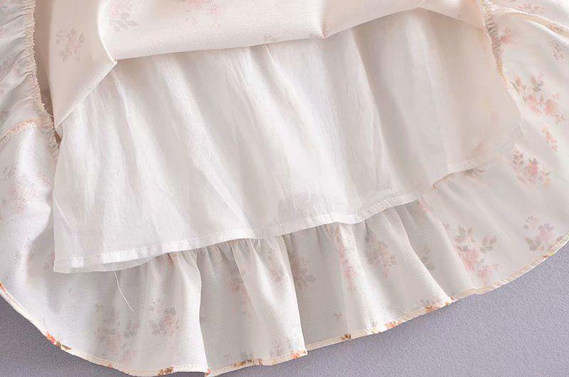 Spaghetti Strap Floral Print Frill Trim A-Line Dress Product Image