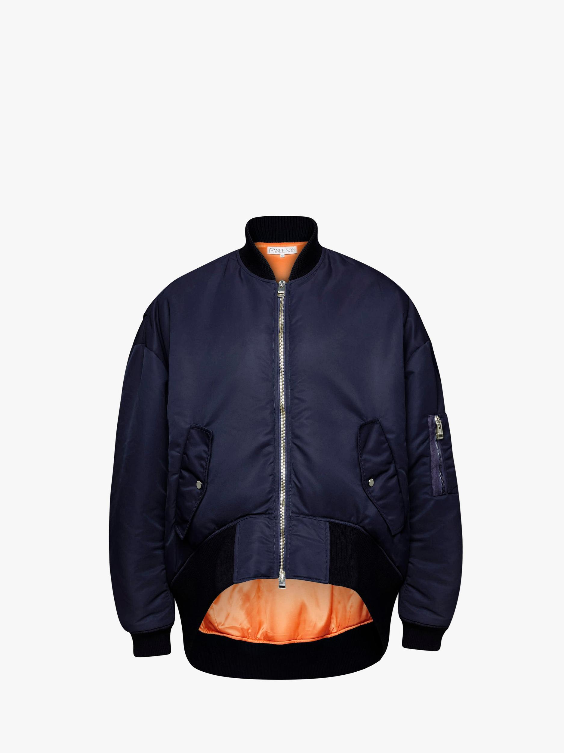 CURVED HEM OVERSIZED BOMBER JACKET Product Image