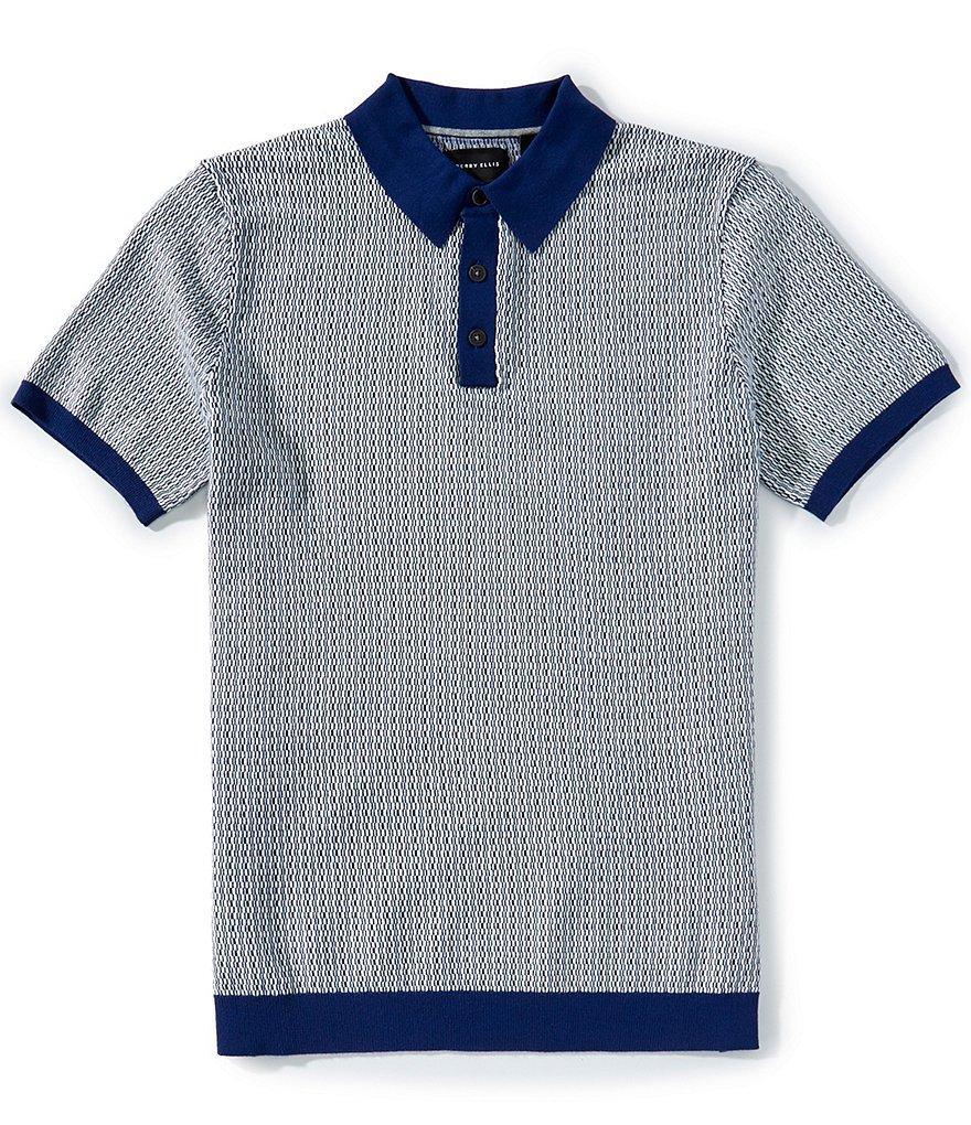 Perry Ellis Geo Short Sleeve Polo Sweater Product Image