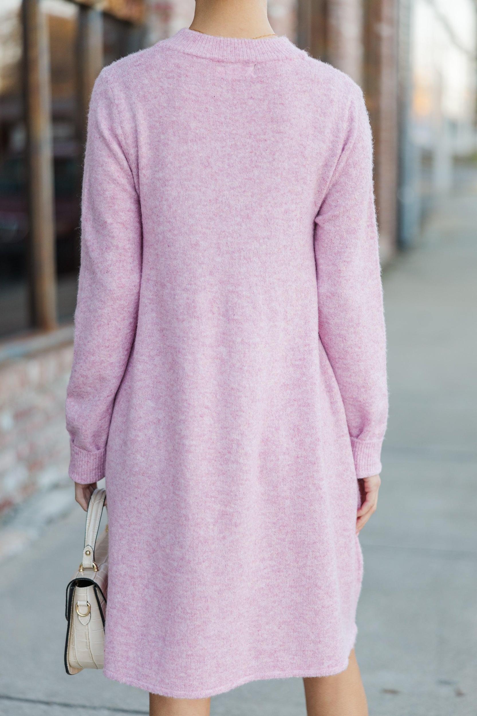 Be The One Pink Babydoll Sweater Dress Female Product Image
