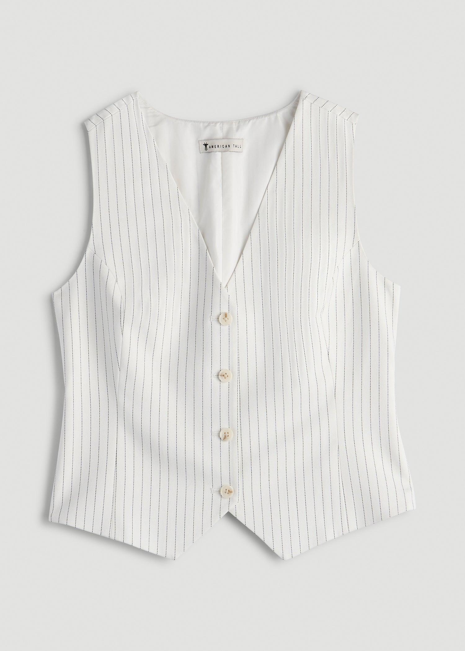 Tailored Tall Women's Vest in Off White Pinstripe Female Product Image