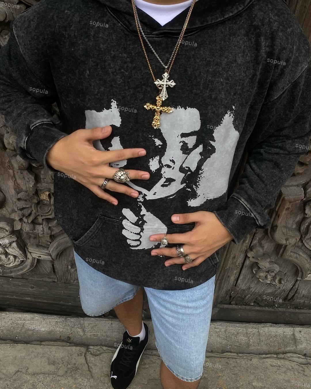 Vintage Butterfly Graphic Washed Hoodie Product Image