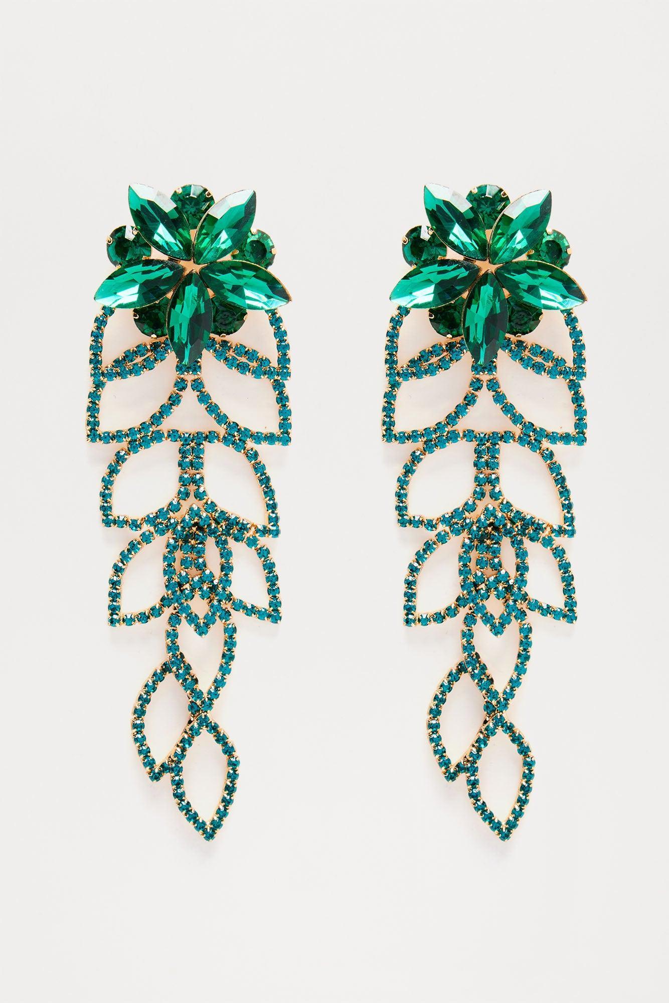 Meet Me At The Party Earrings - Gold/Green Product Image