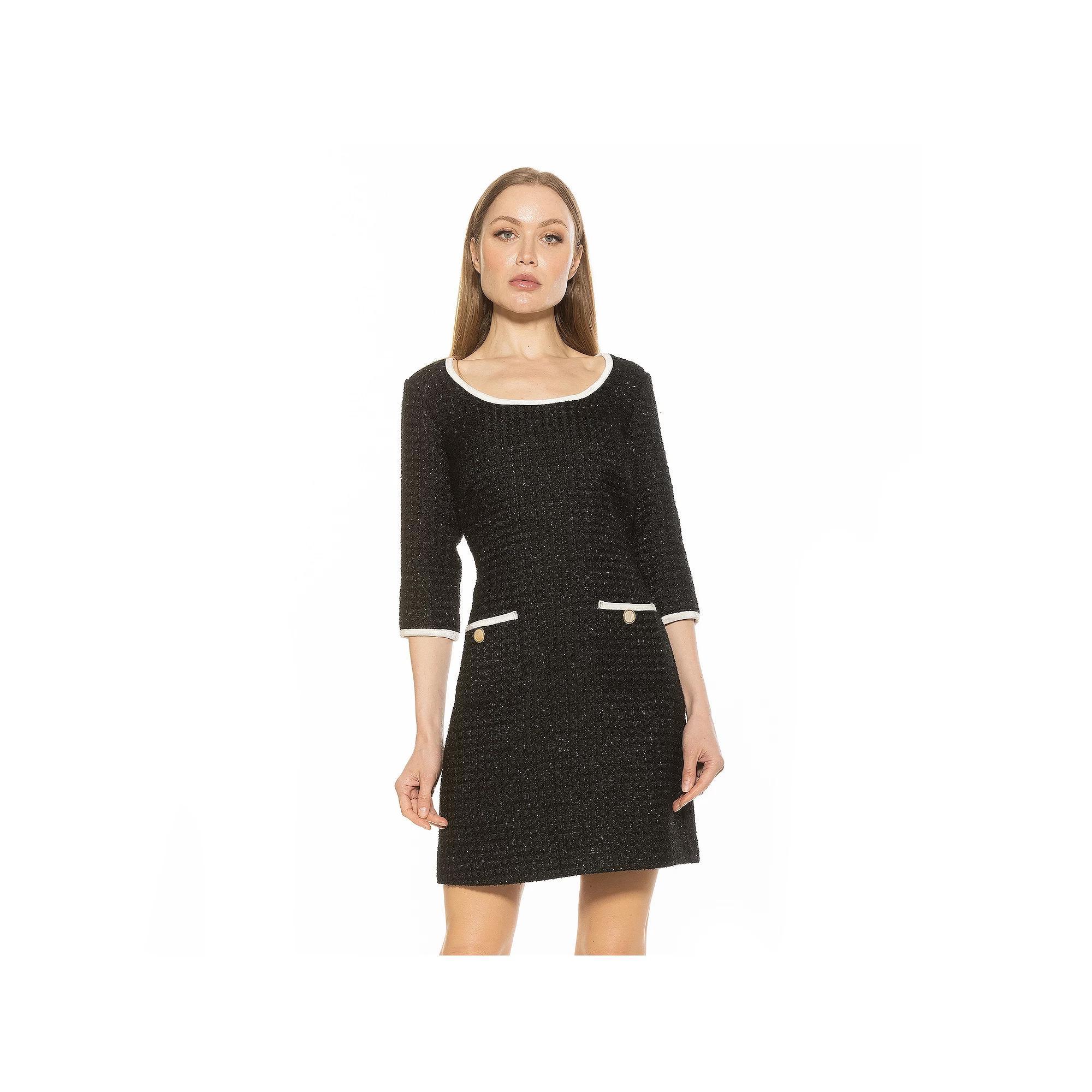 Women's ALEXIA ADMOR Orla Scoop Neck Shift Dress, Size: 4, Green Plaid Product Image