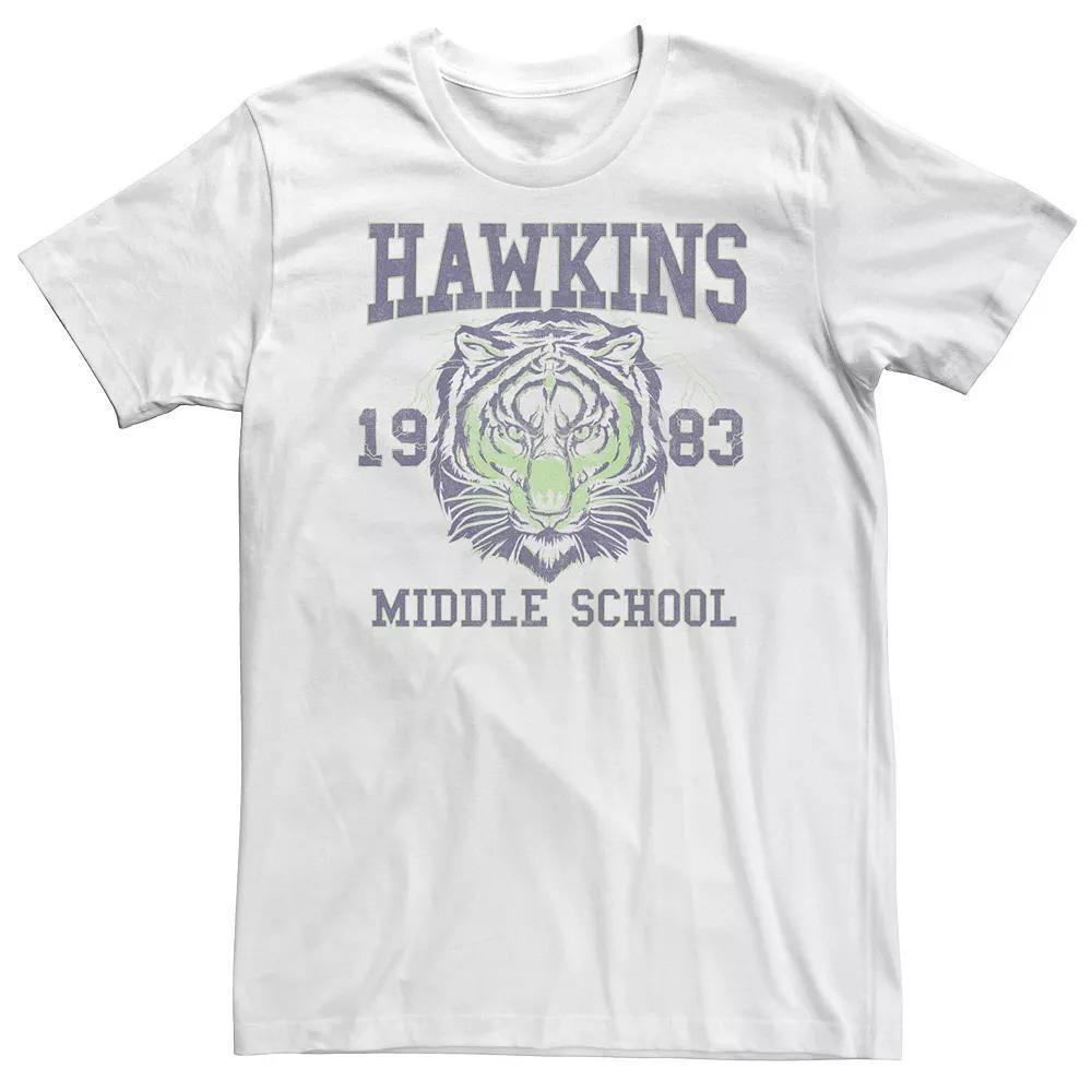 Big & Tall Netflix Stranger Things Hawkins Middle School 1983 Tiger Tee, Men's, Size: 3XL, White Product Image
